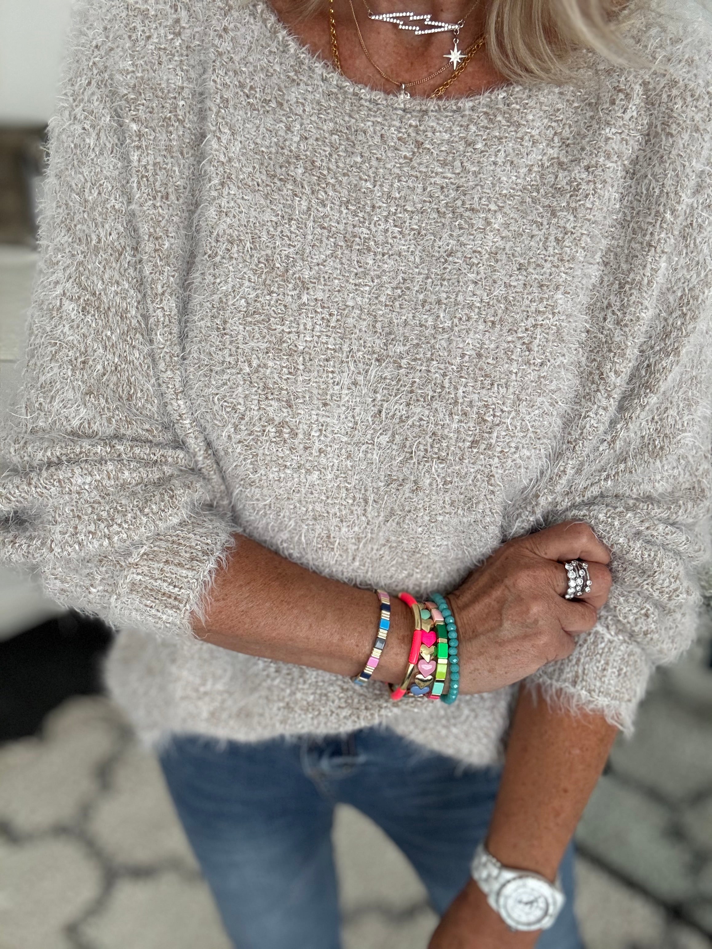 Luxe Fluffy Jumper in Light Mocha