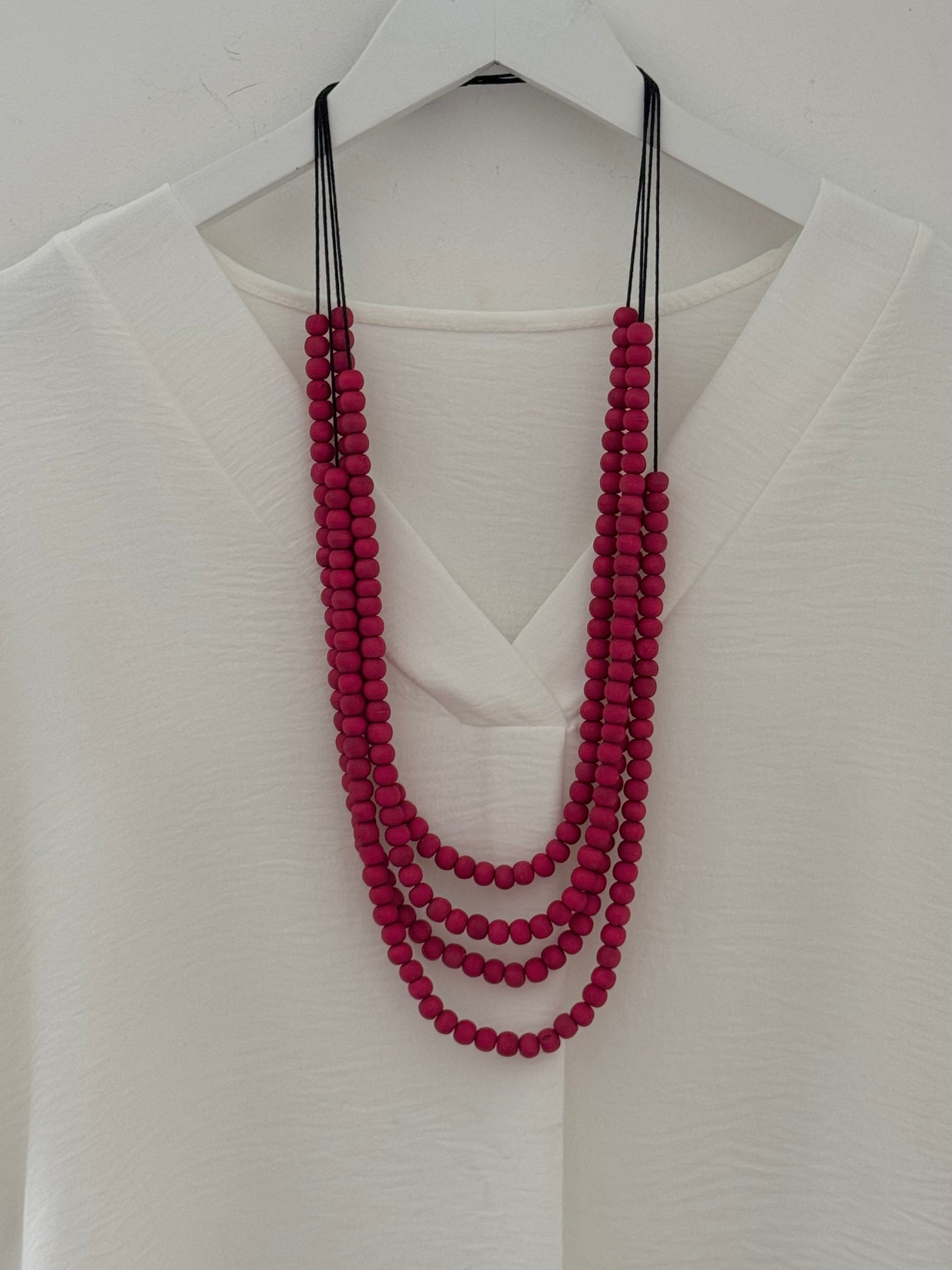 Layered Necklace in Raspberry Beads