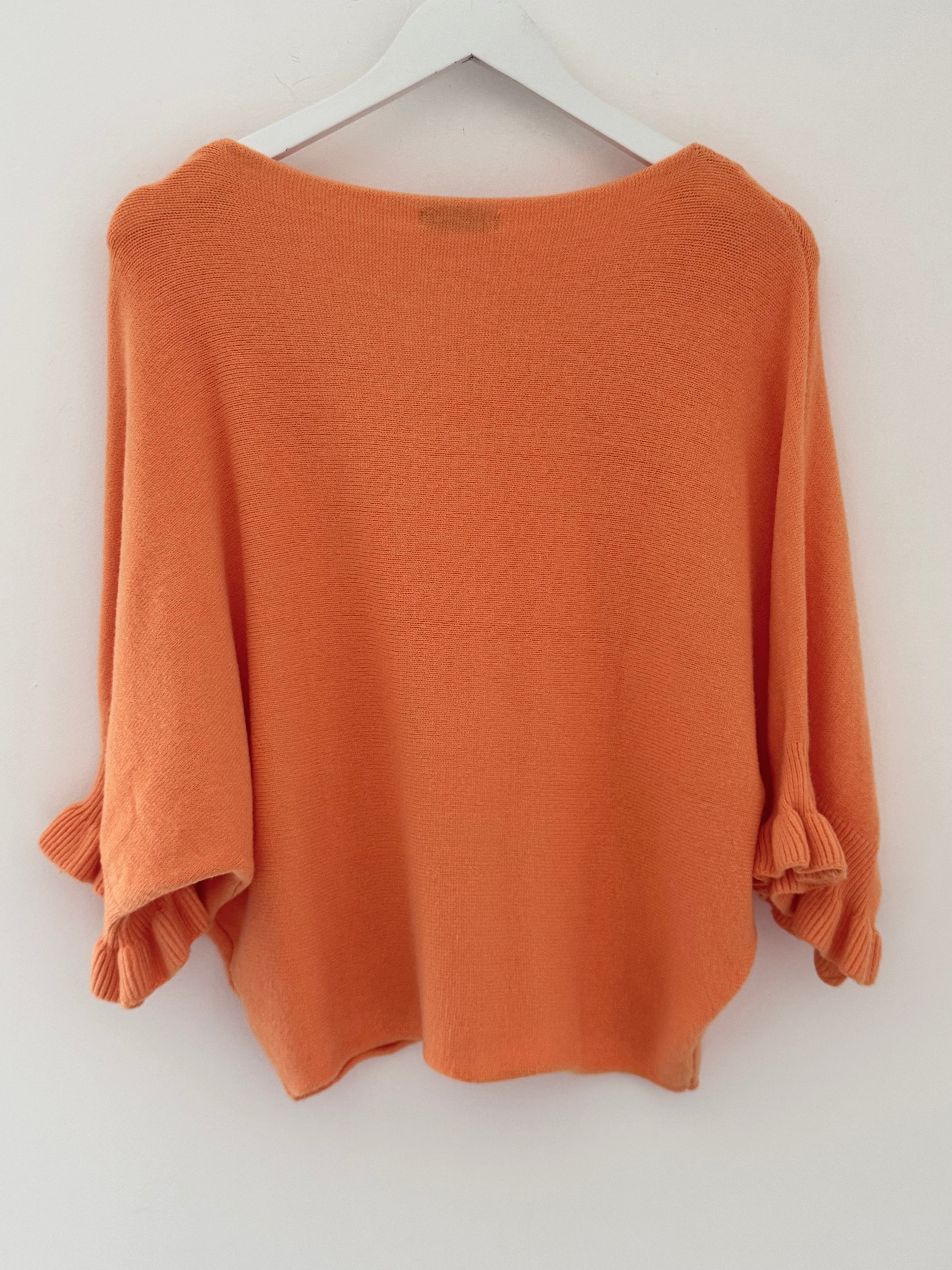 Super Soft Frill Cuff Jumper in Tangerine