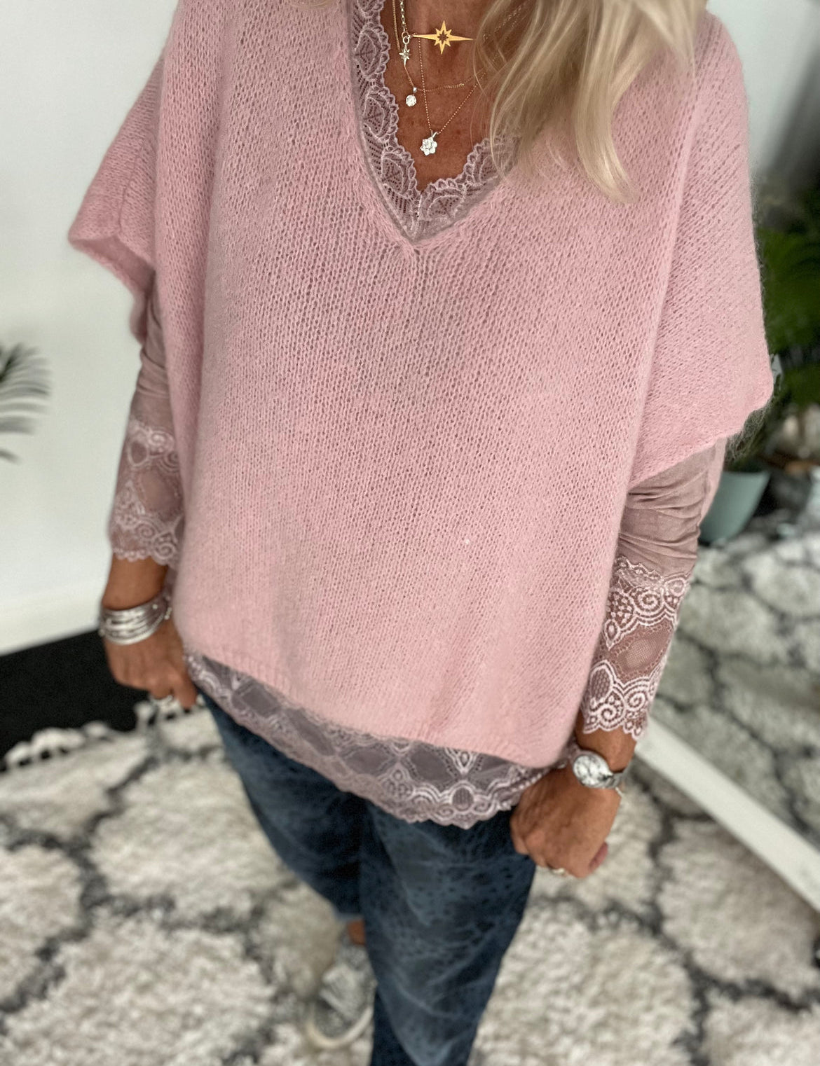 Mohair V Neck Tank in Soft Pink