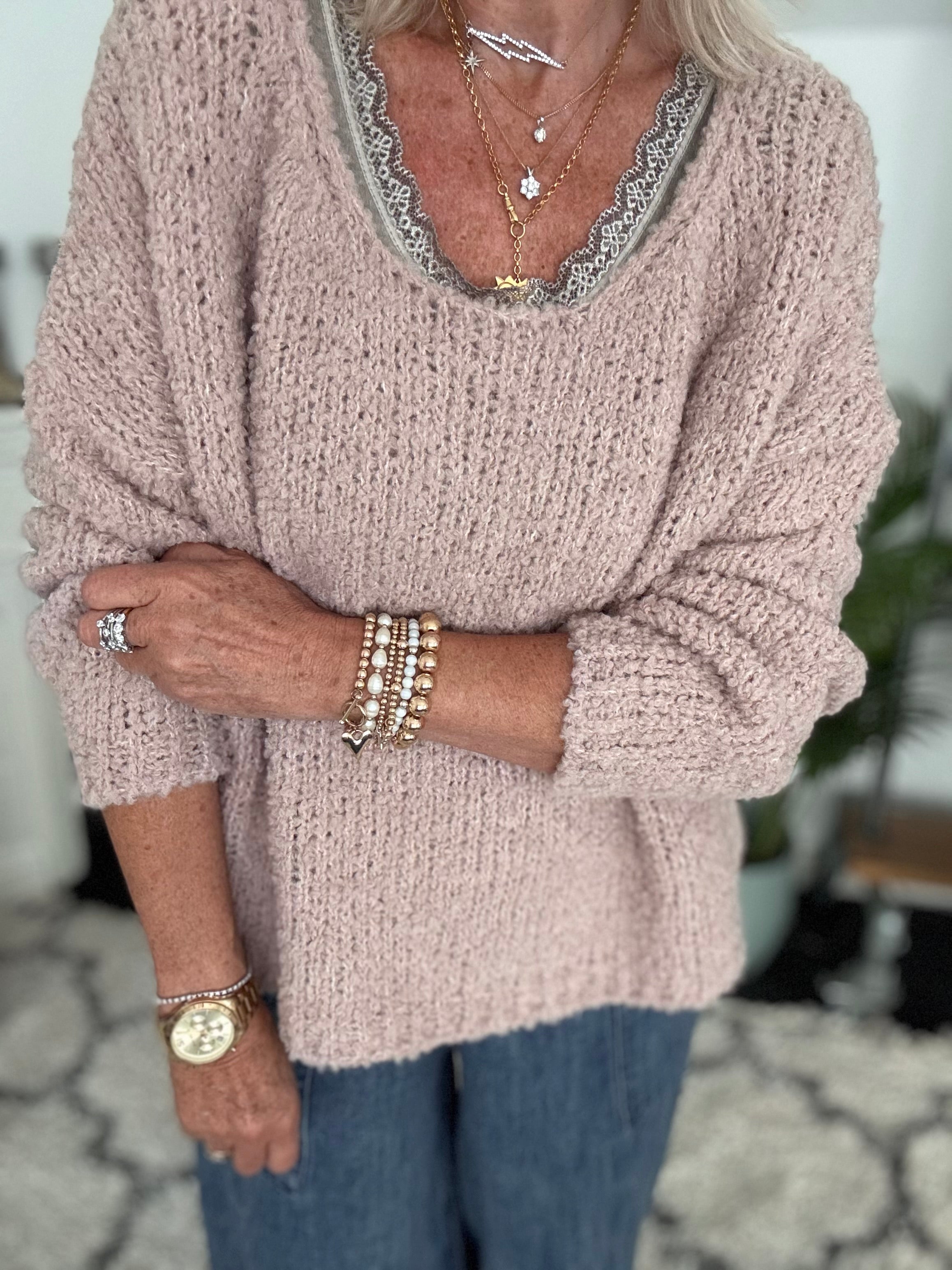 Boucle Jumper in Soft Pink