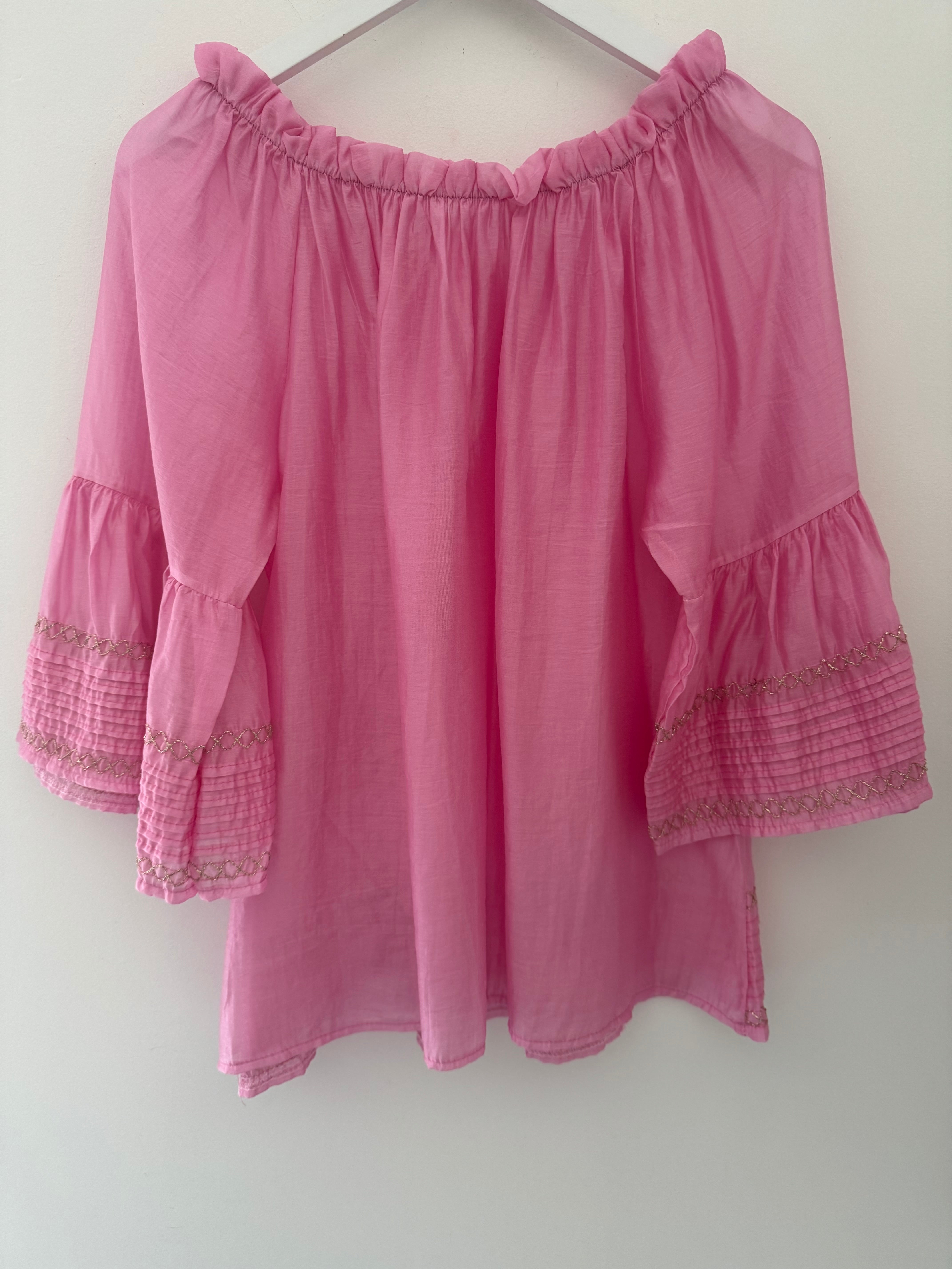 Silky Bardot Top in Pink