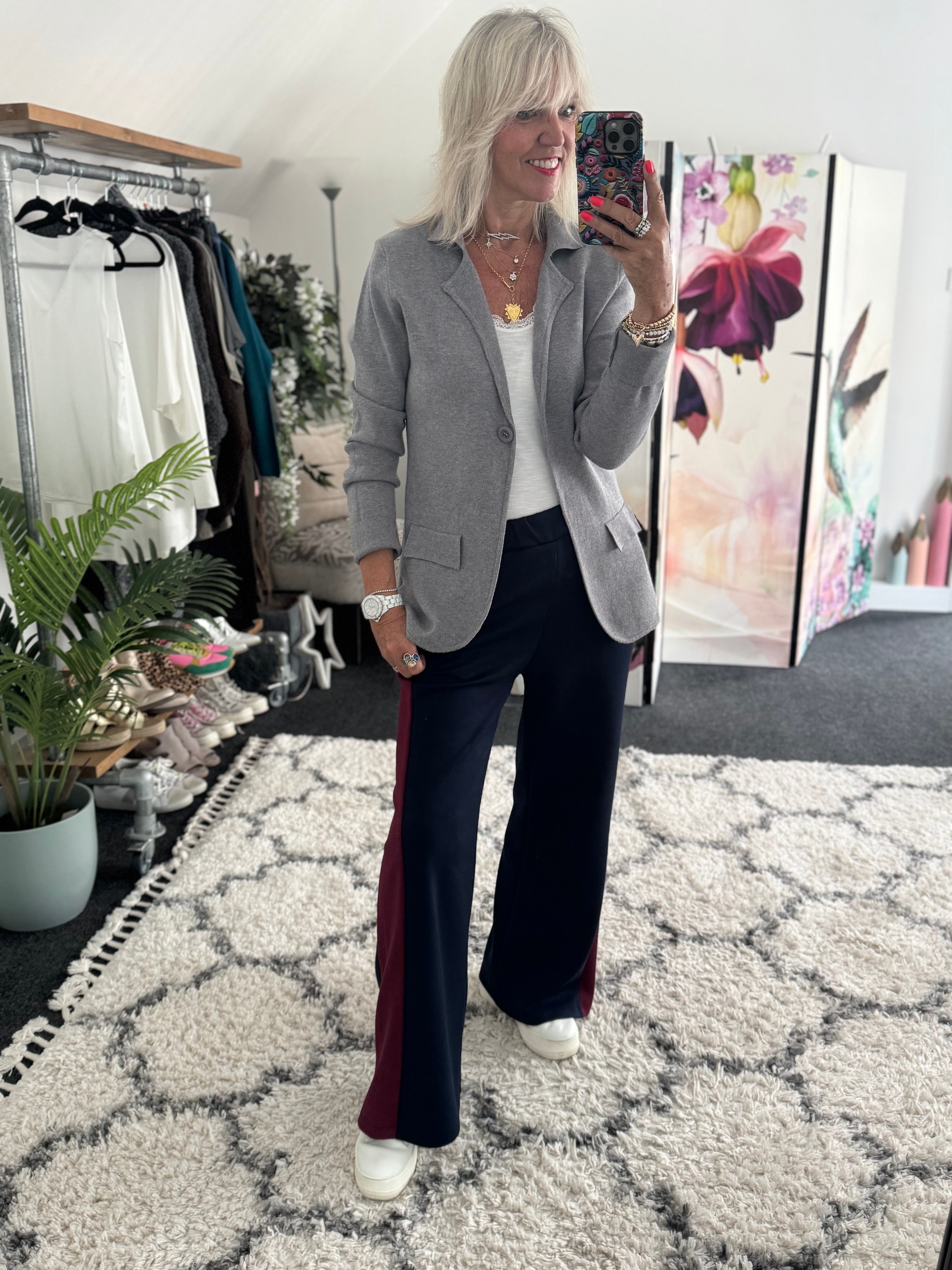 Knitted Blazer Jacket in Grey