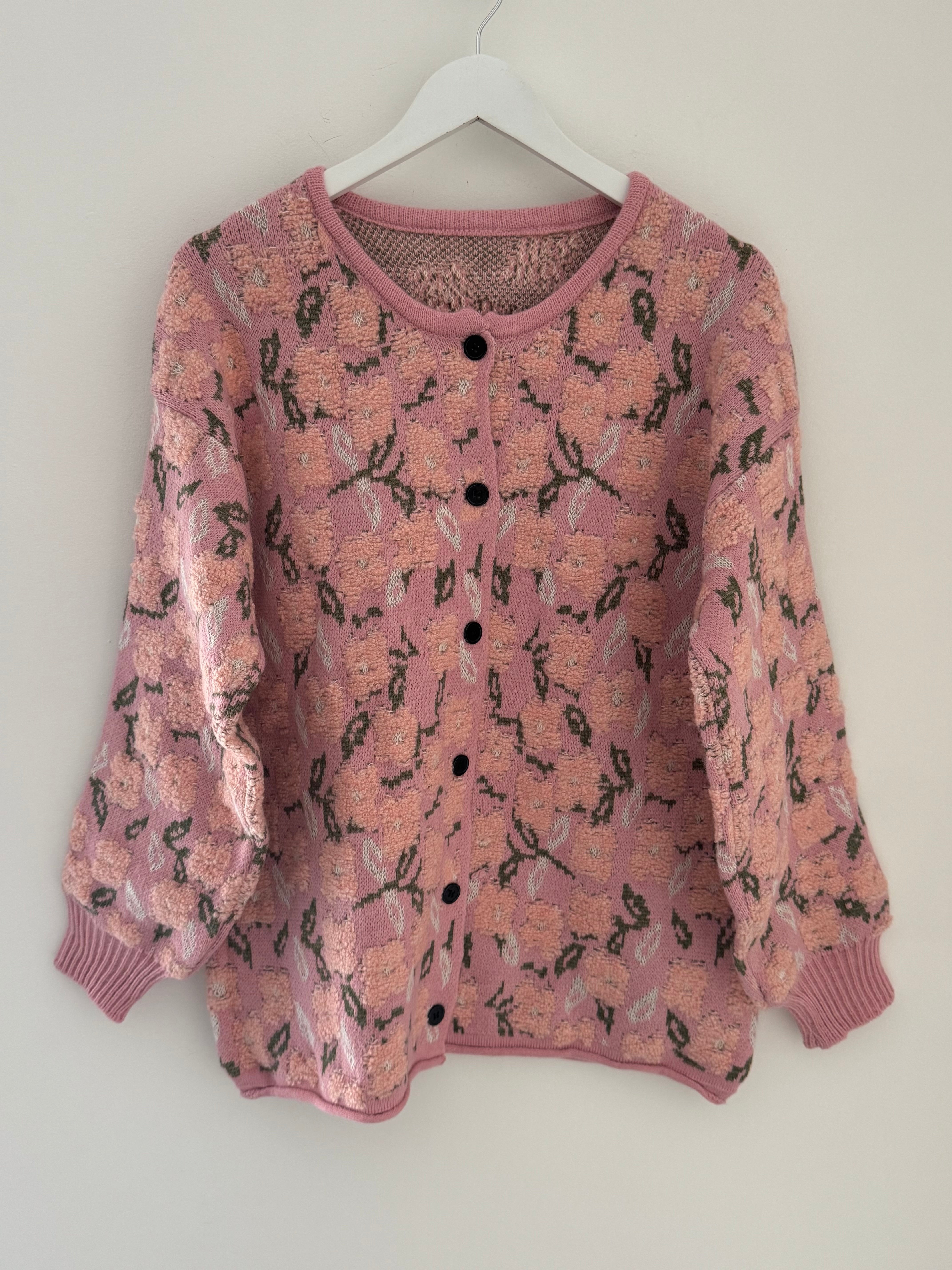 Soft Floral Cardi in Shades of Pink