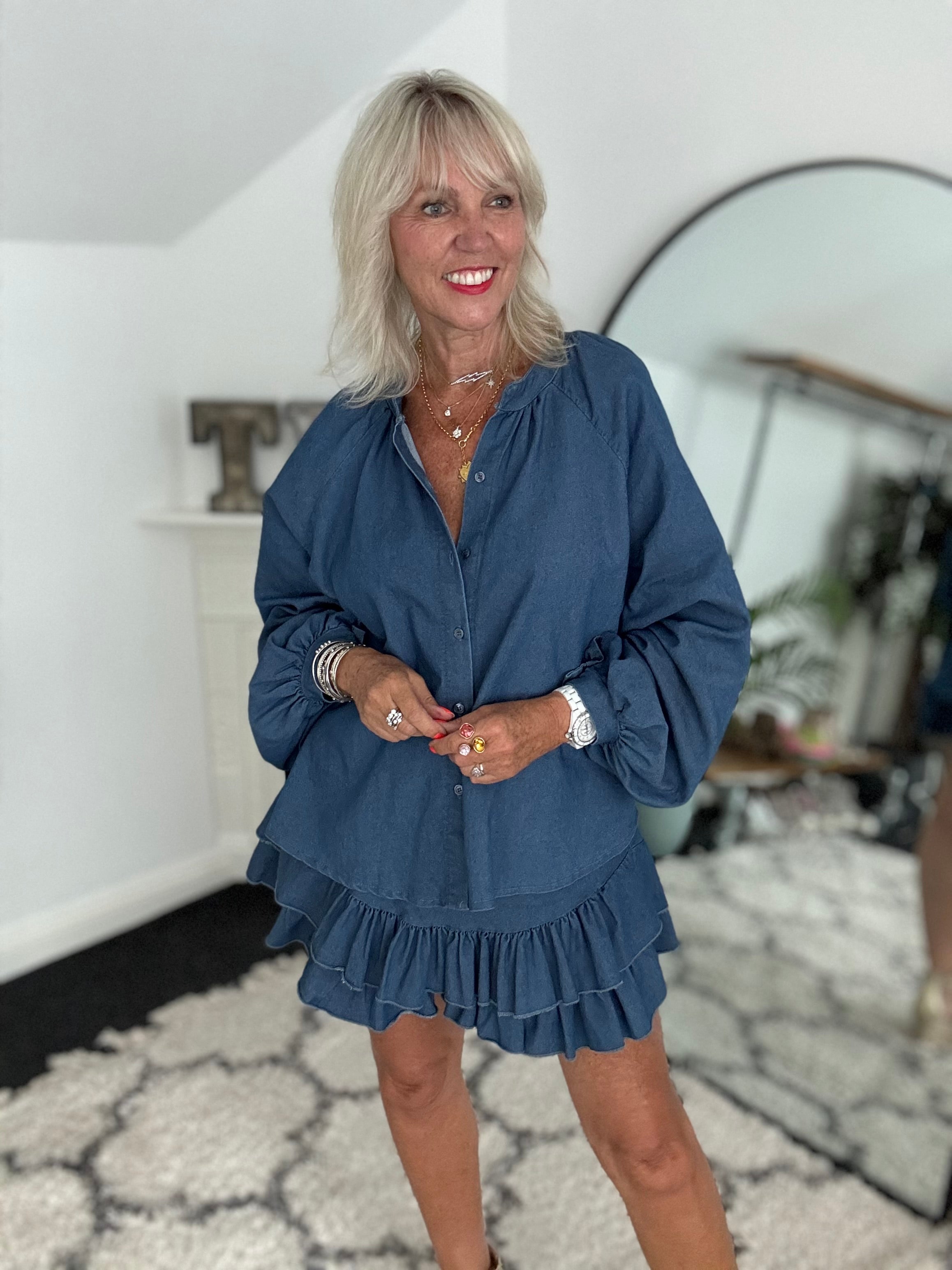Relaxed Denim Shirt & Matching Rara