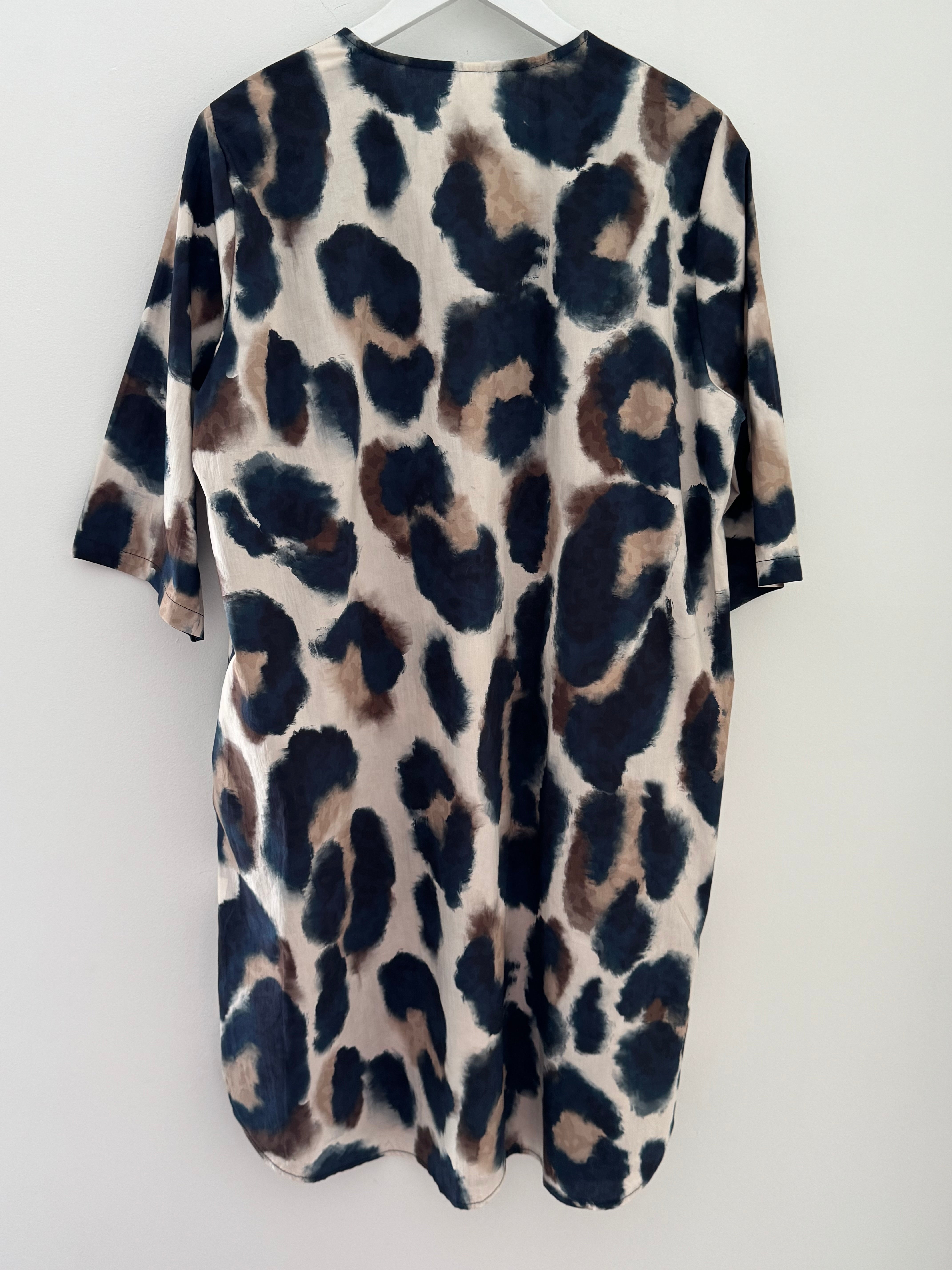 Cotton Dress in Mocha & Navy Leopard