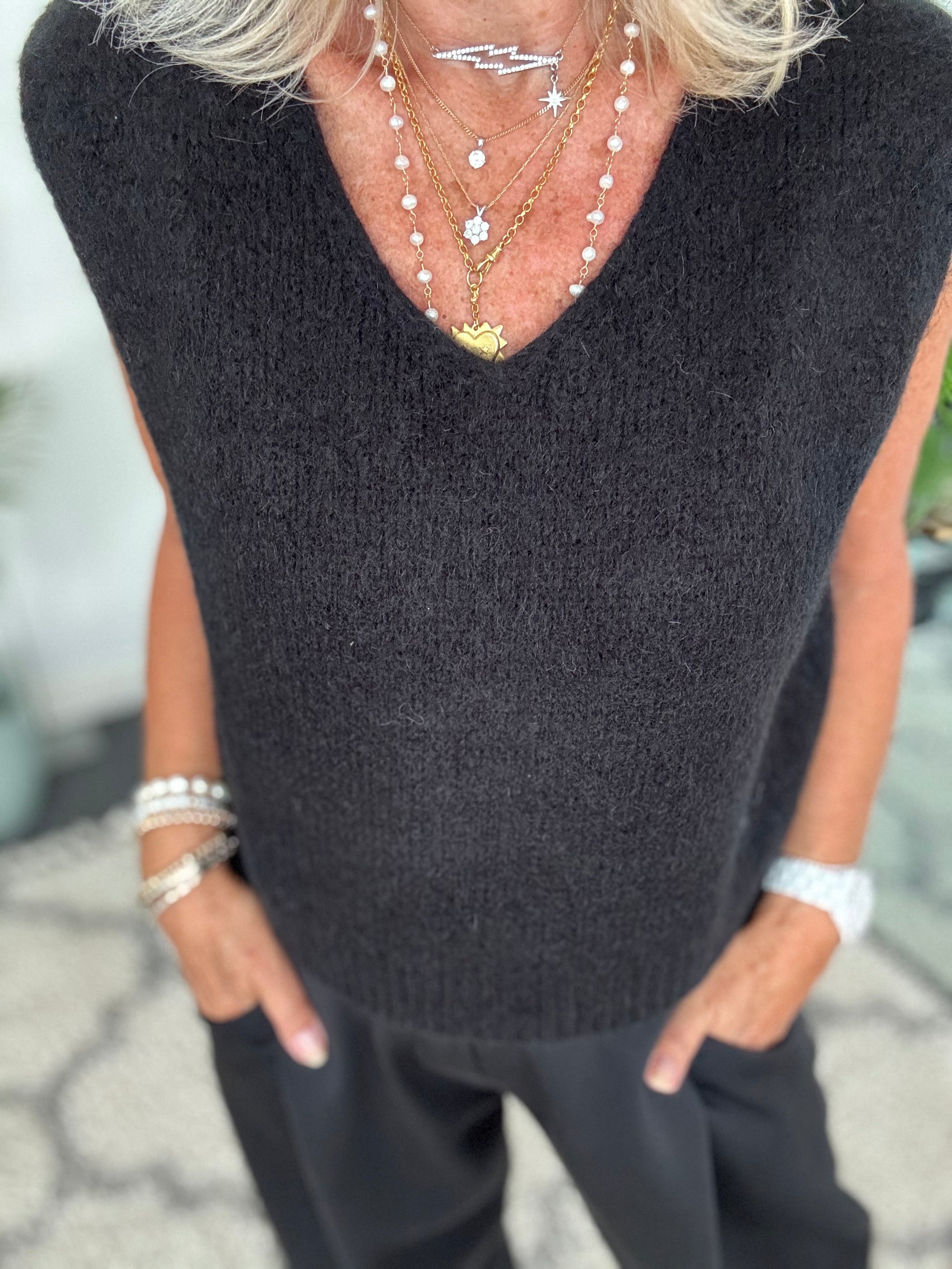 Neat Mohair Tank in Black