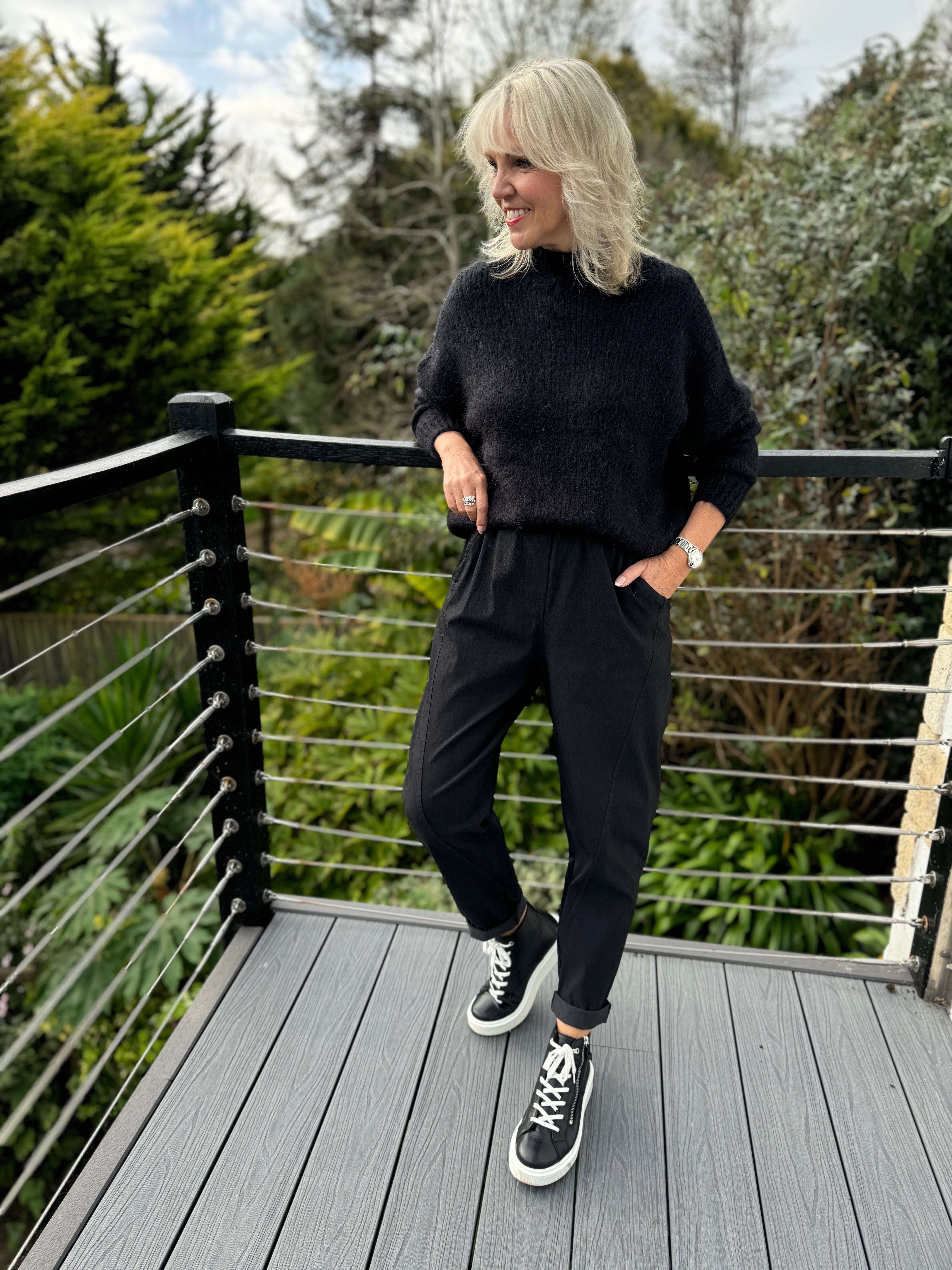 Engineered Boyfriend Joggers in Black
