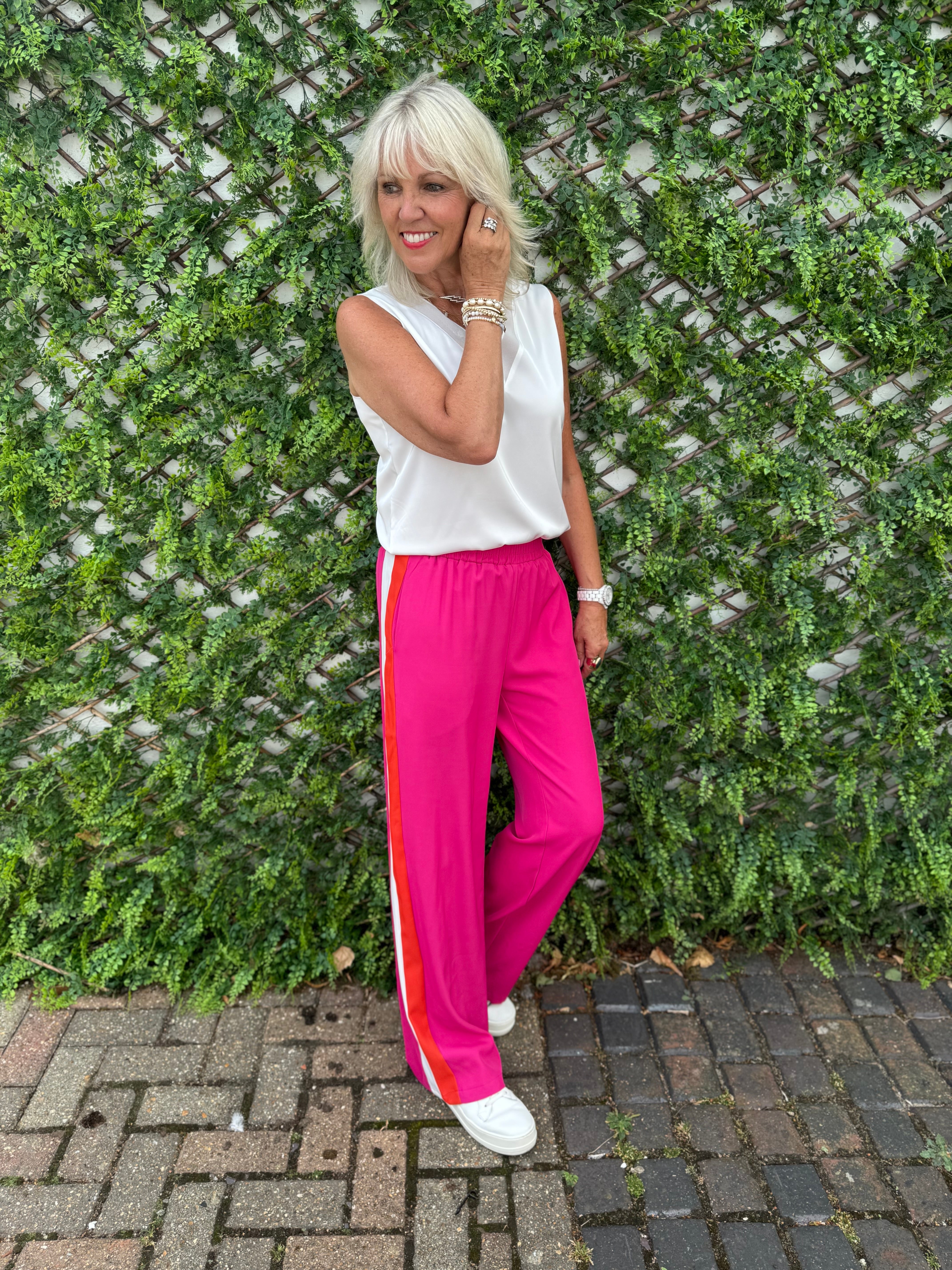 Luxe Crepe Trousers in Pink & Orange