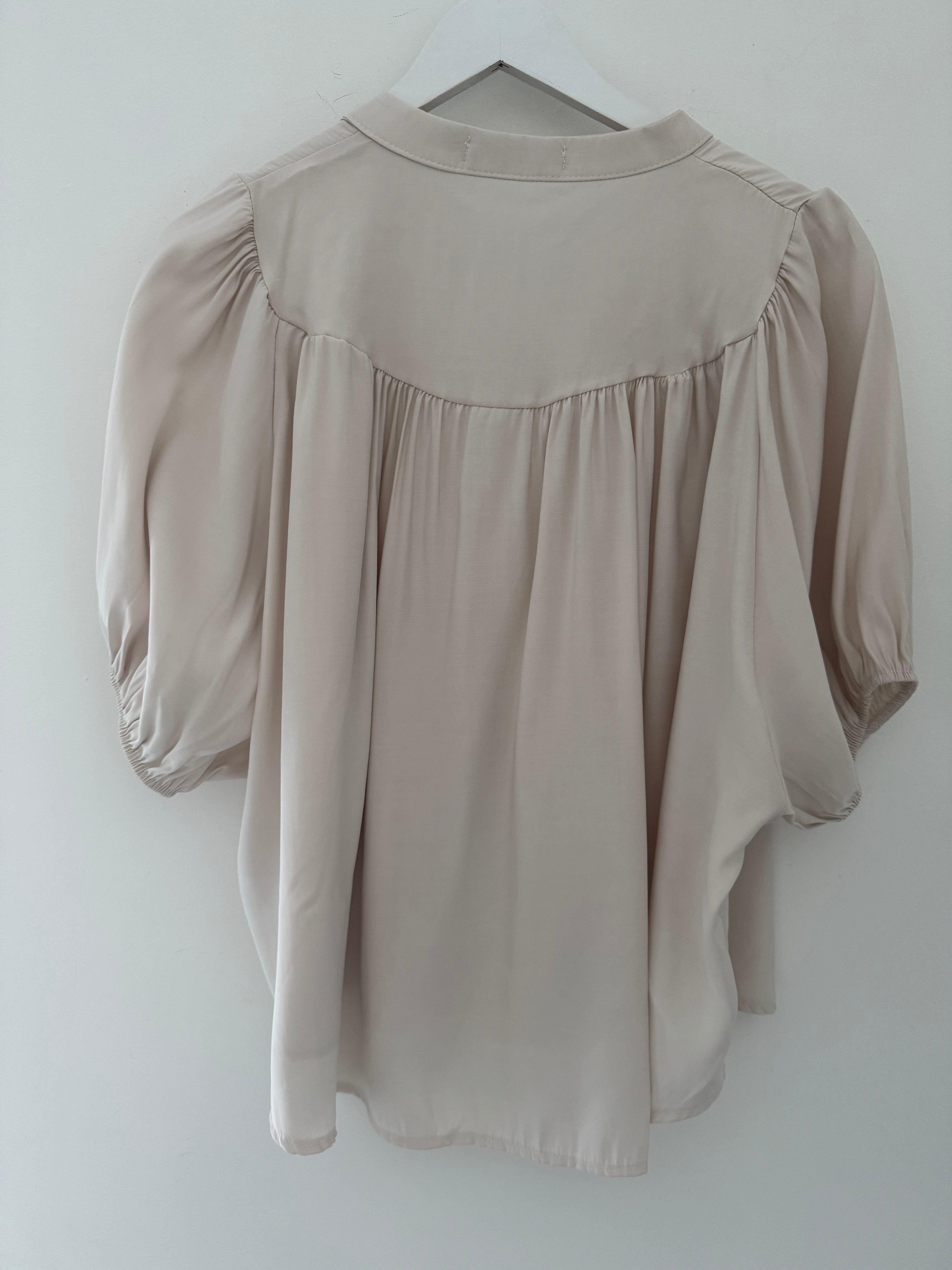Luxe Gathered Yoke Blouse in Ecru