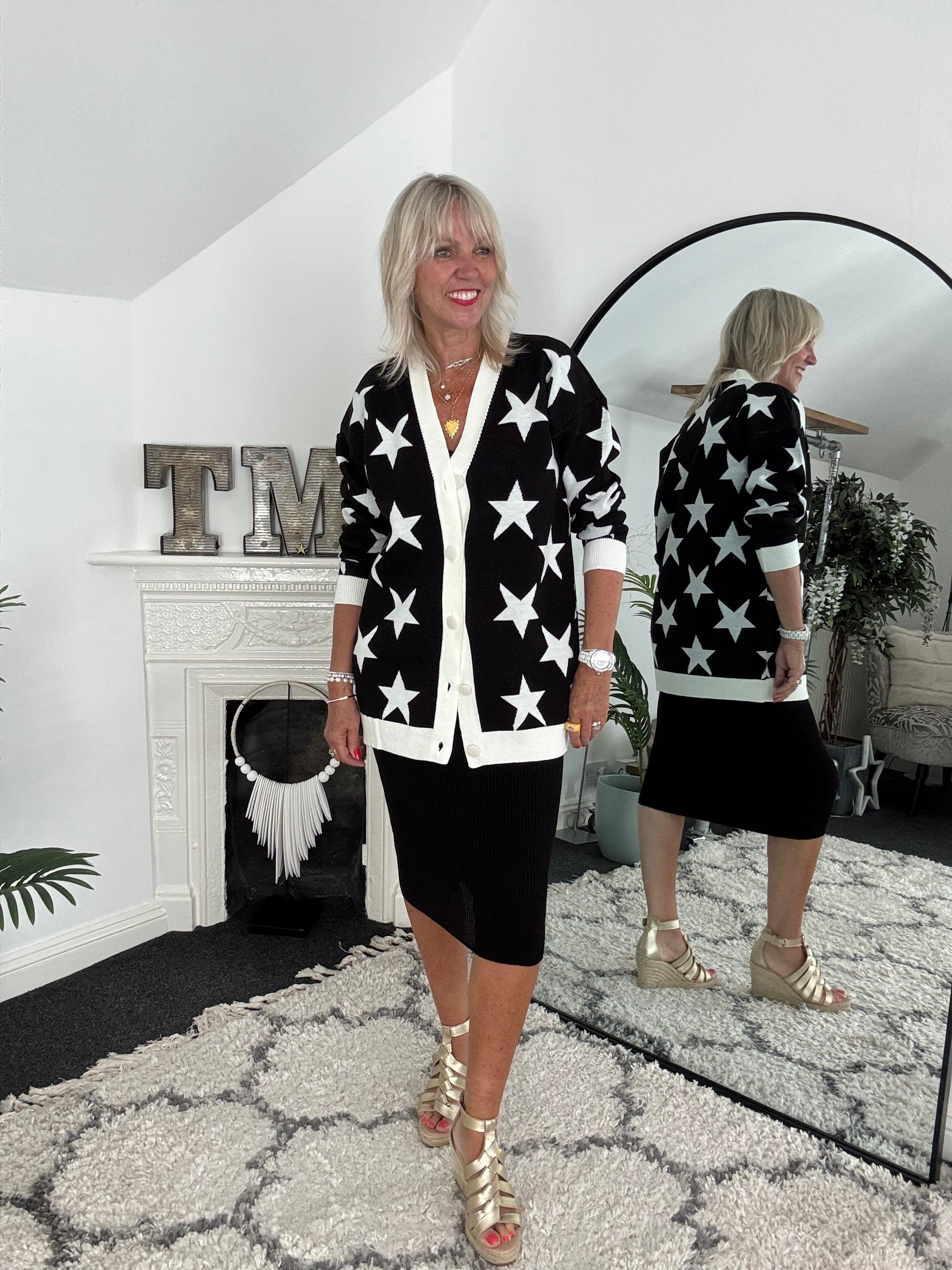 Dress & Cardi Co-Ord in Black & Ivory