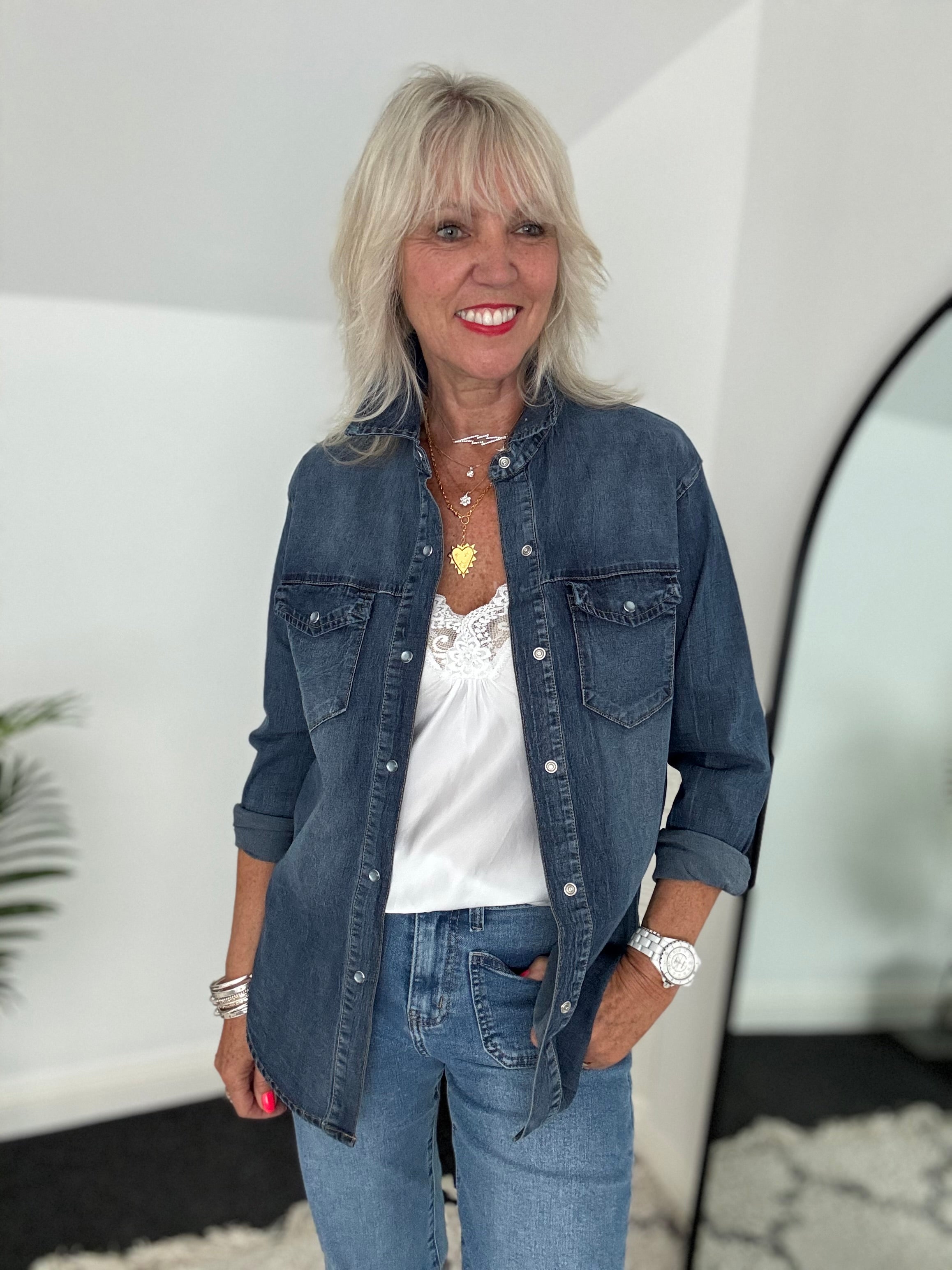Gorgeous Stretch Shirt in Denim