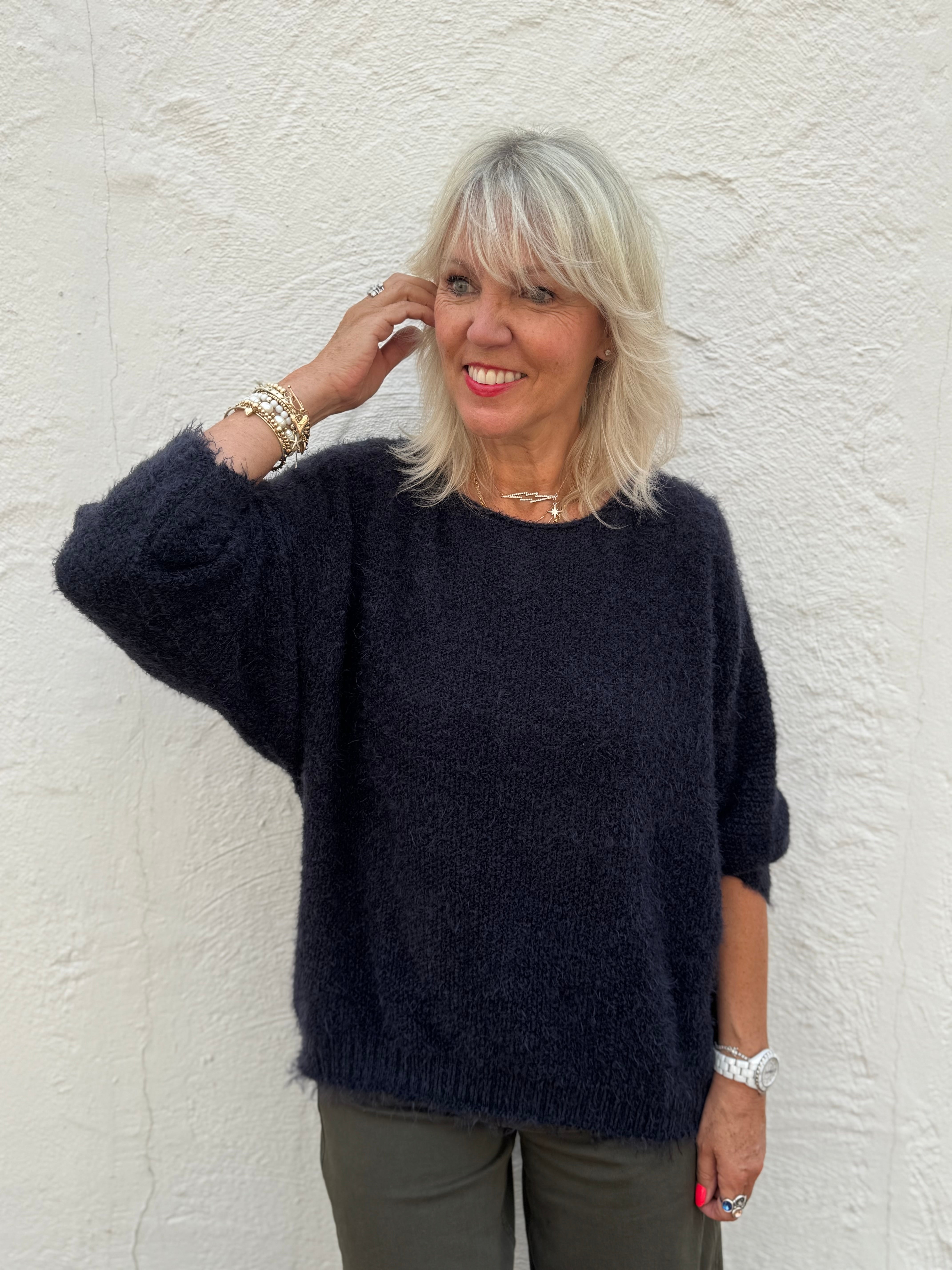 Luxe Fluffy Jumper in Ink