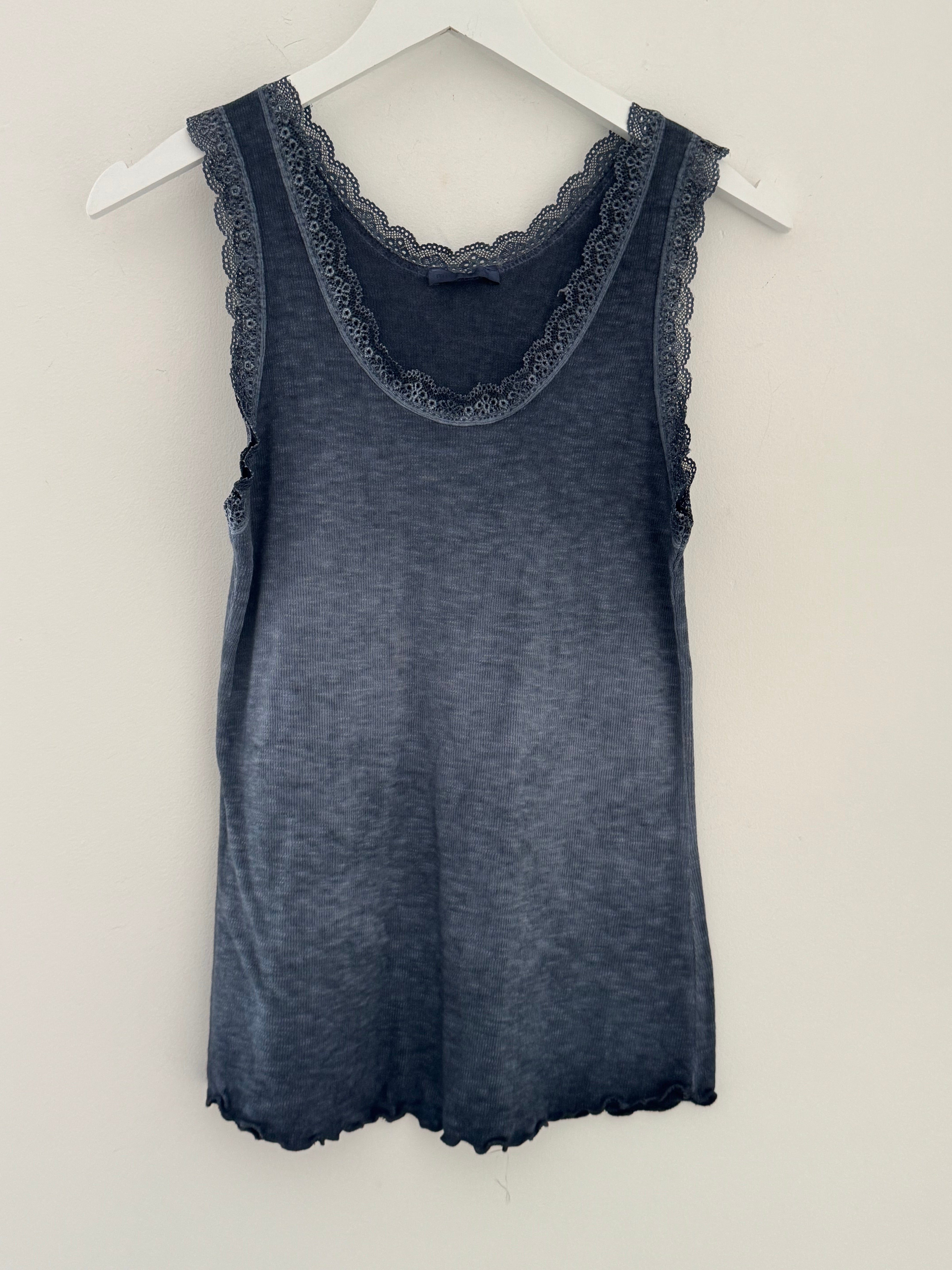 Luxe Ribbed Vest in Dark Vintage Blue