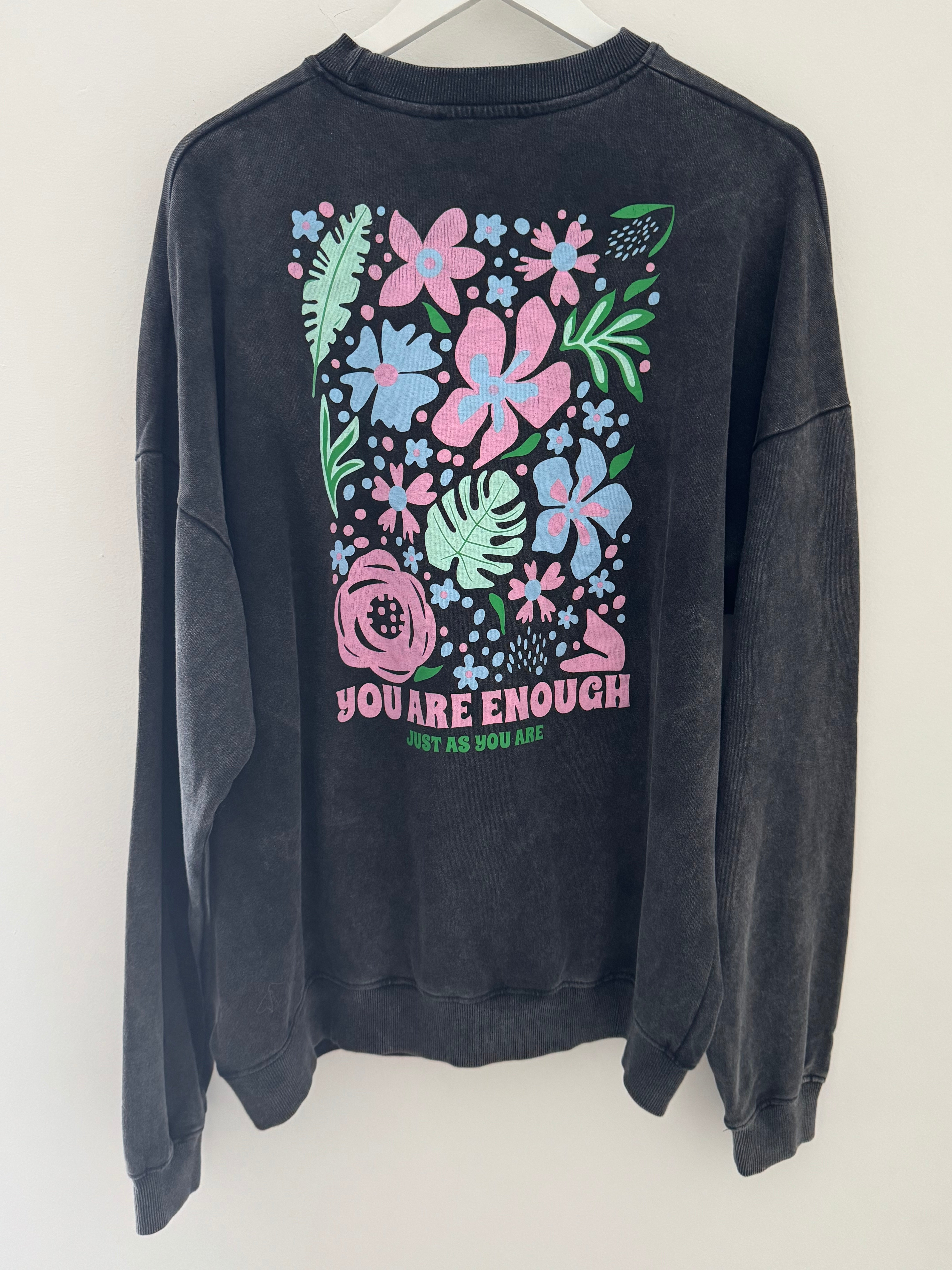 You are Enough Boyfriend Sweatshirt in Charcoal