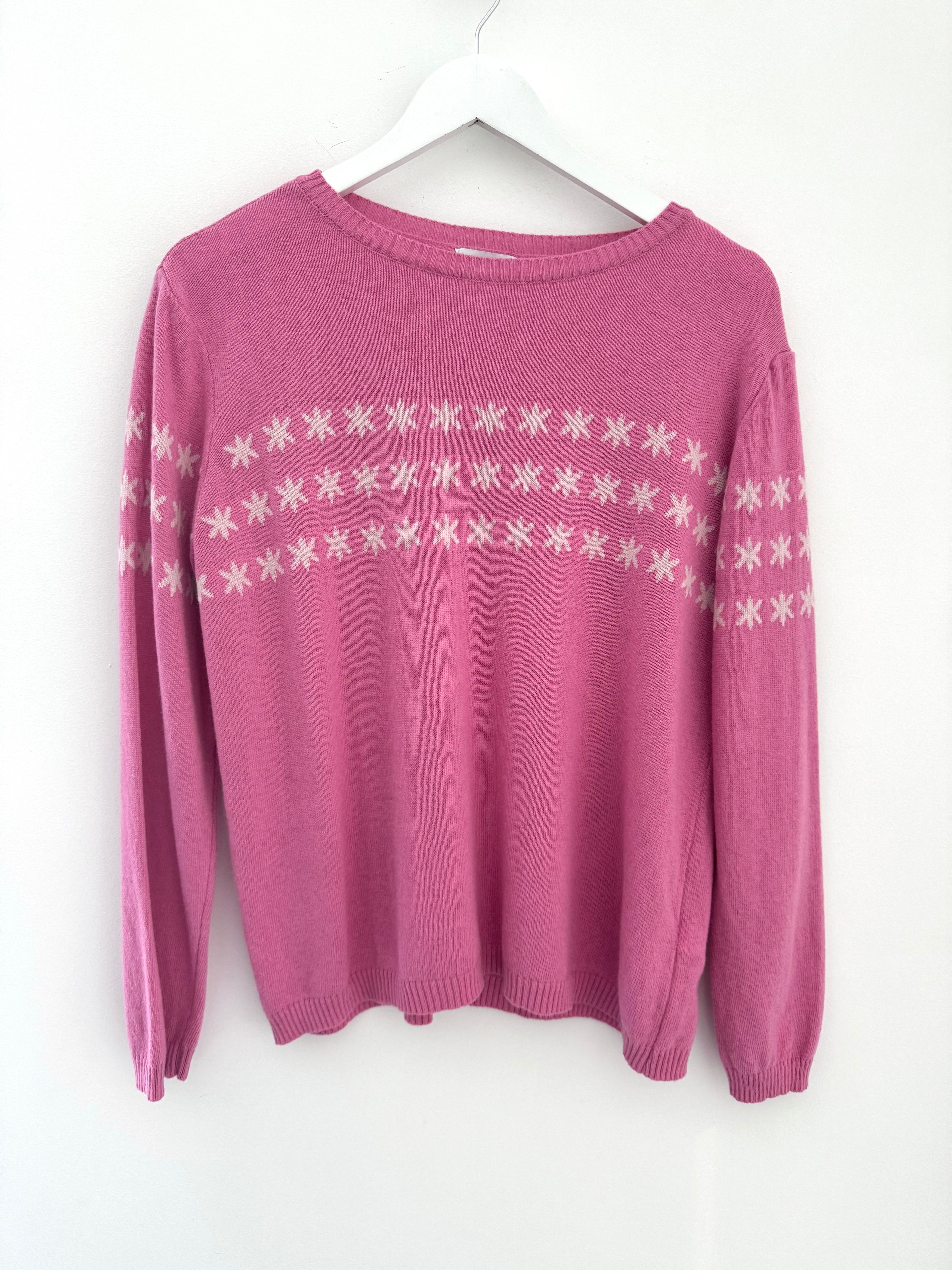 Multi Star Cashmere Jumper in Pink & Ivory