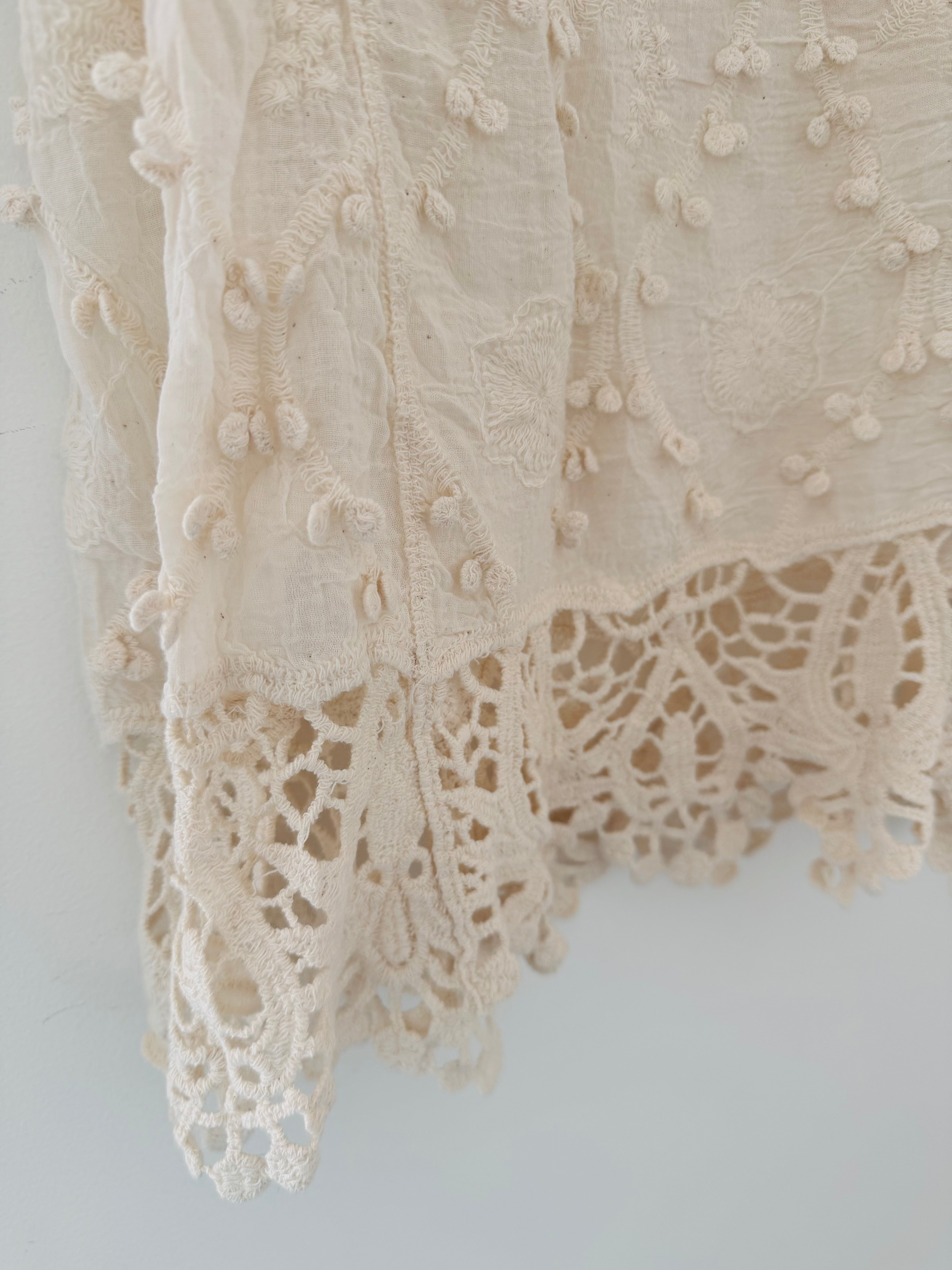 Embroidered Cotton Vest in Ecru