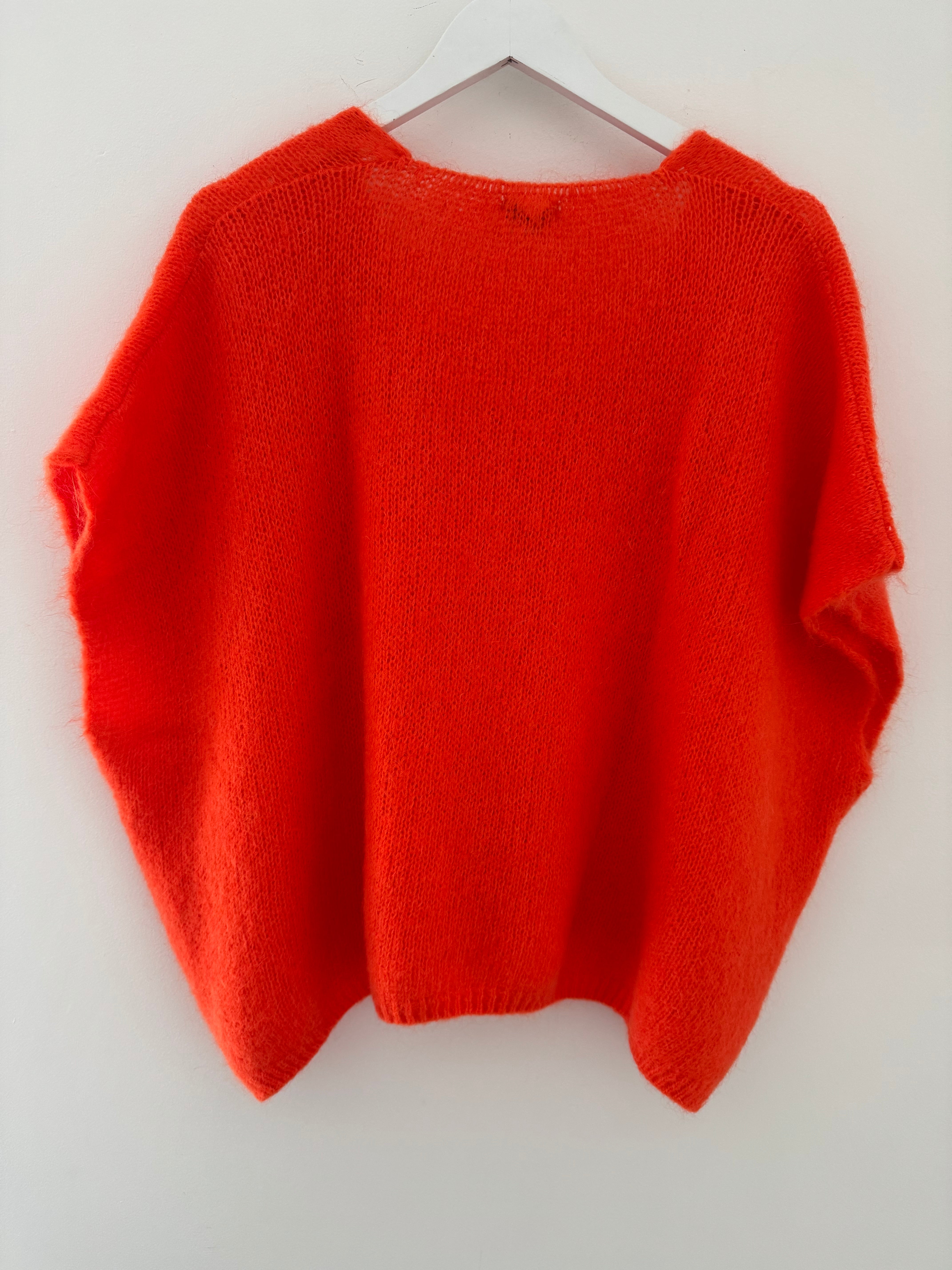 Mohair V Neck Tank in Orange