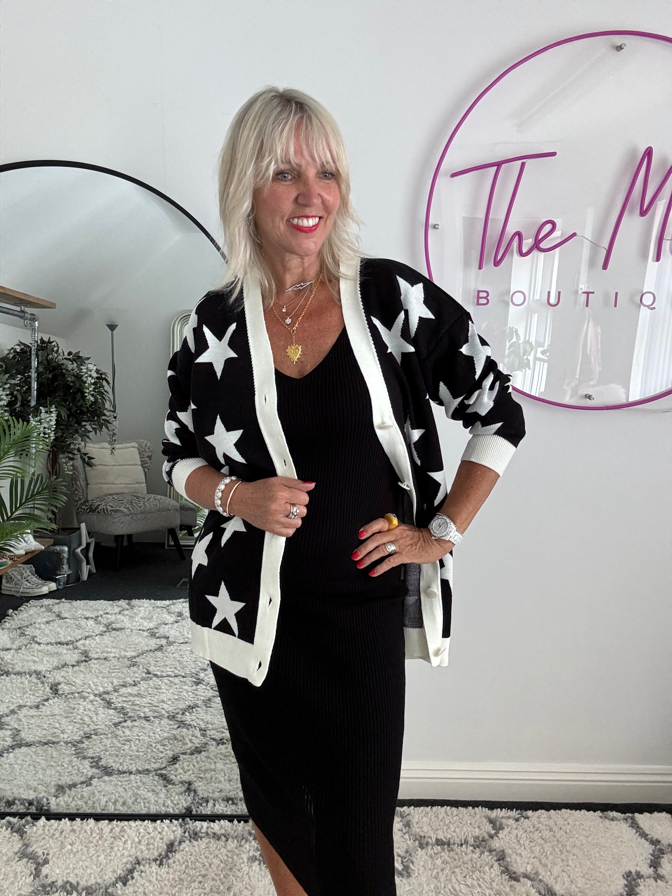 Dress & Cardi Co-Ord in Black & Ivory