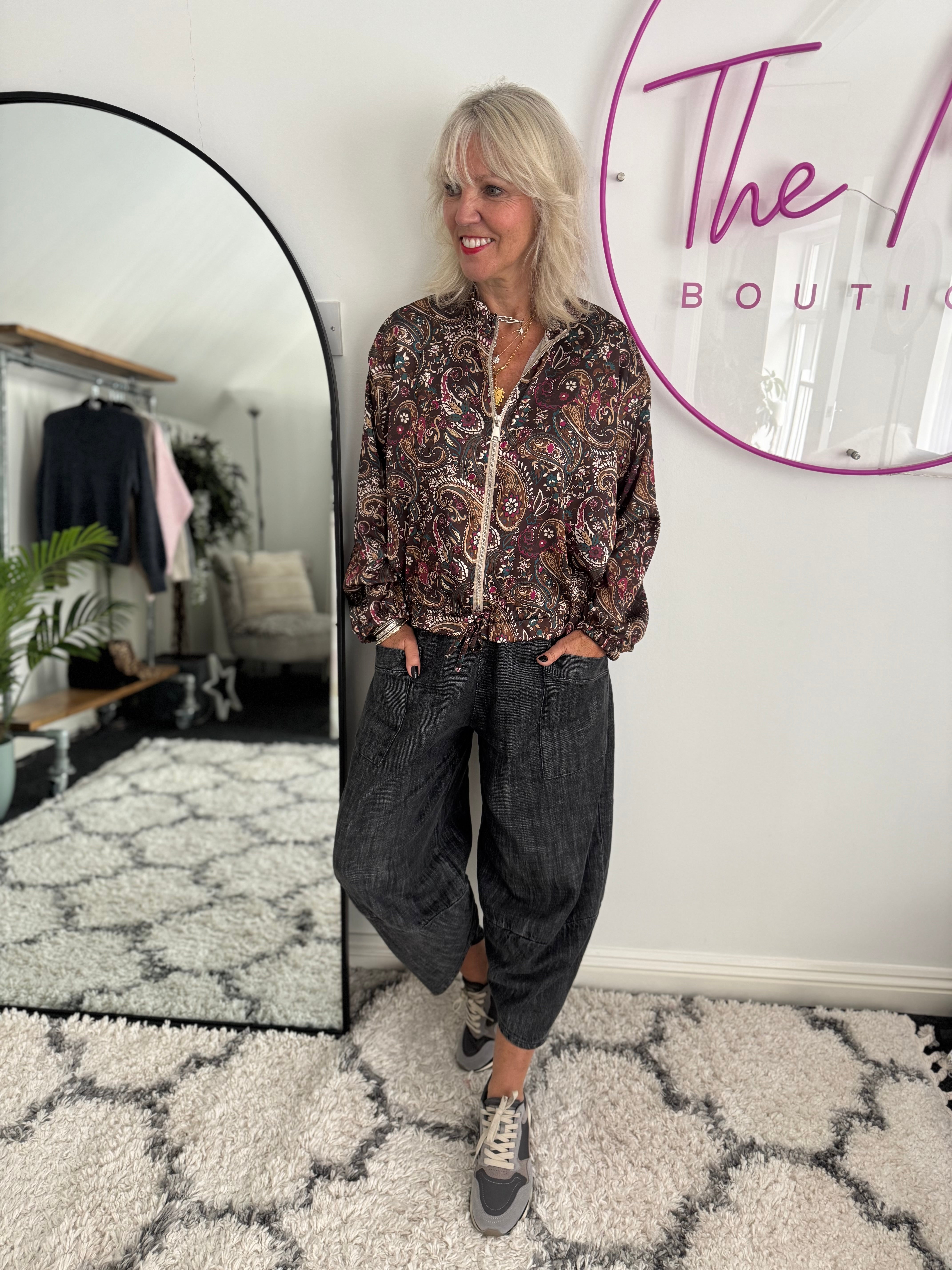 Silky Paisley Bomber Jacket