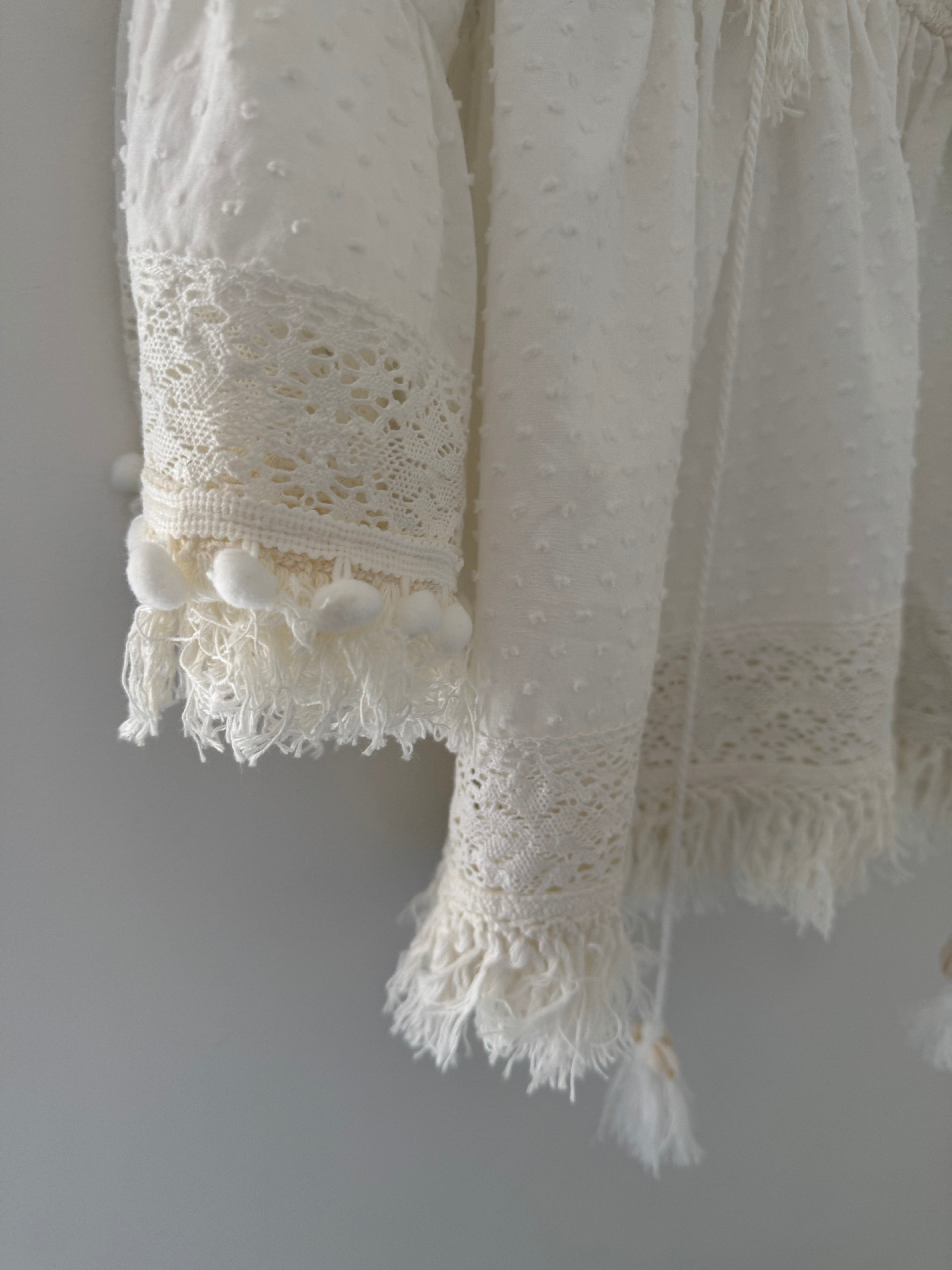 Cotton Boho Blouse in Ivory