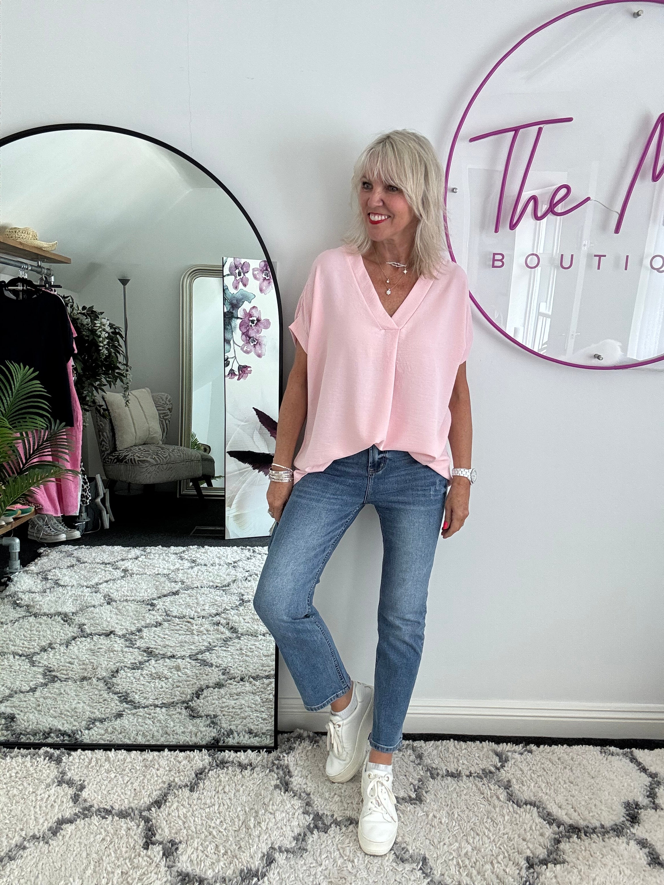 Simple Crepe Top in Blush Pink