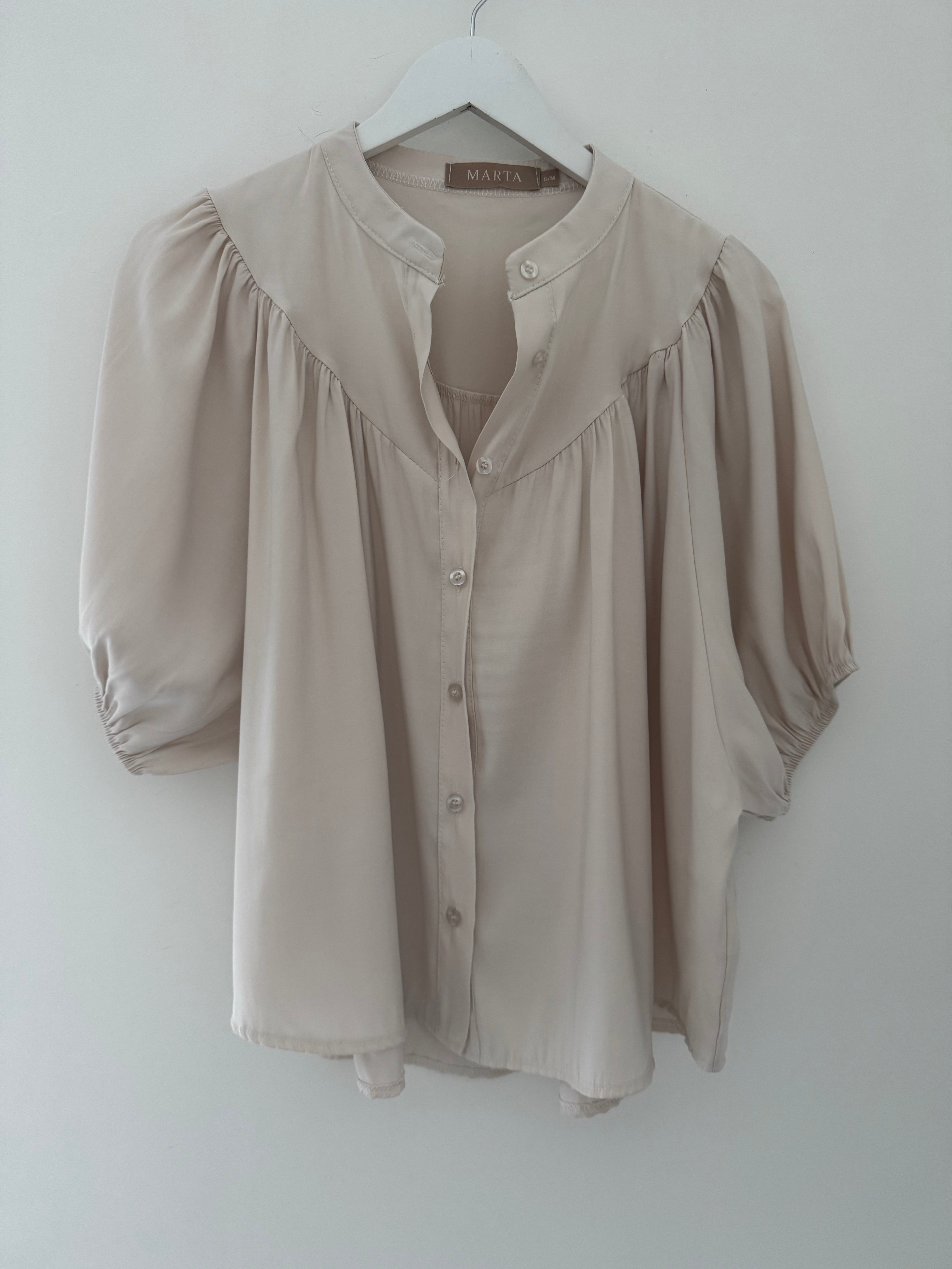 Luxe Gathered Yoke Blouse in Ecru