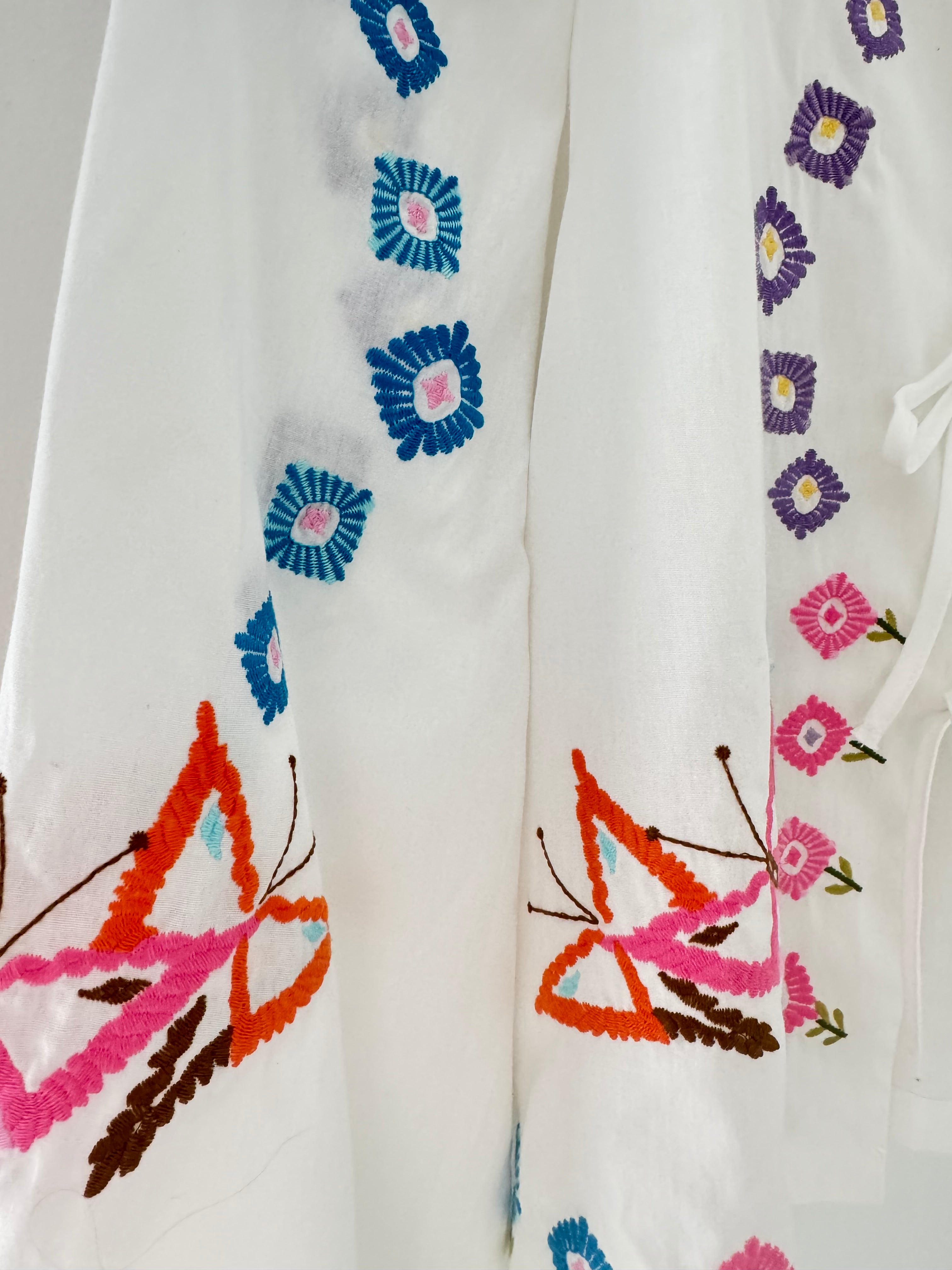 Embroidered Shirt Jacket with Tie Front