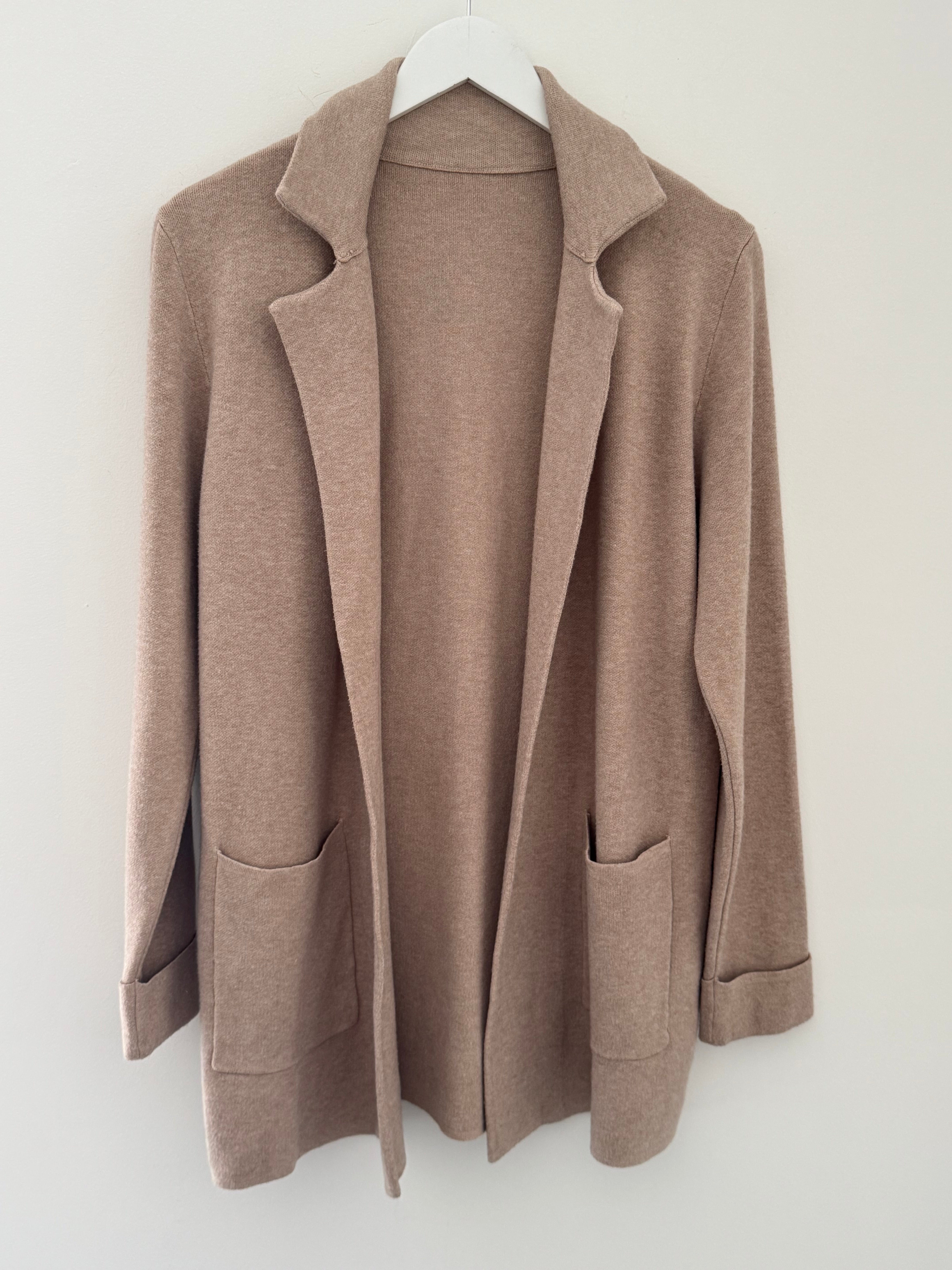 Knitted Cardi Jacket in Stone
