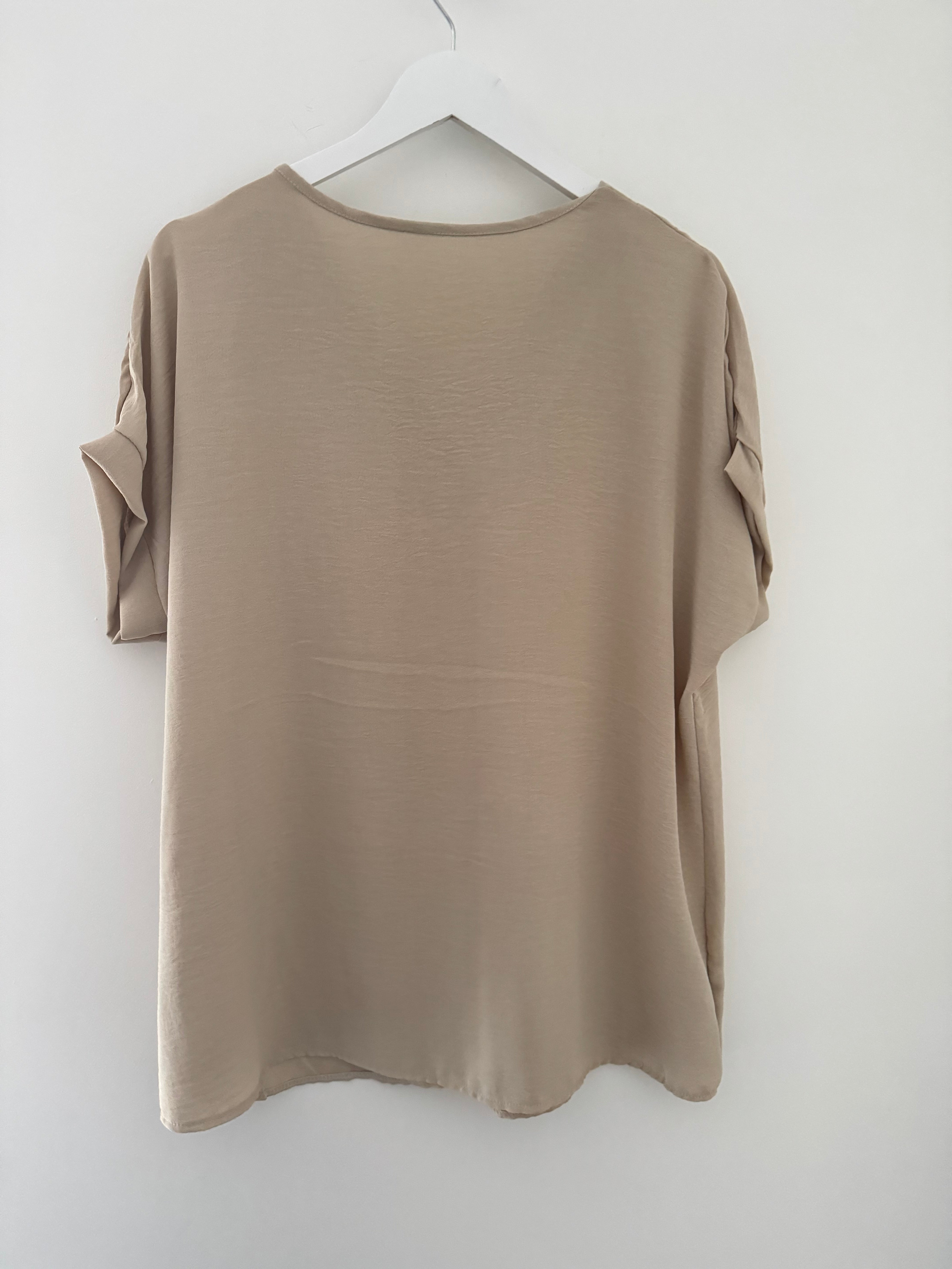 Simple Crepe Top in Stone