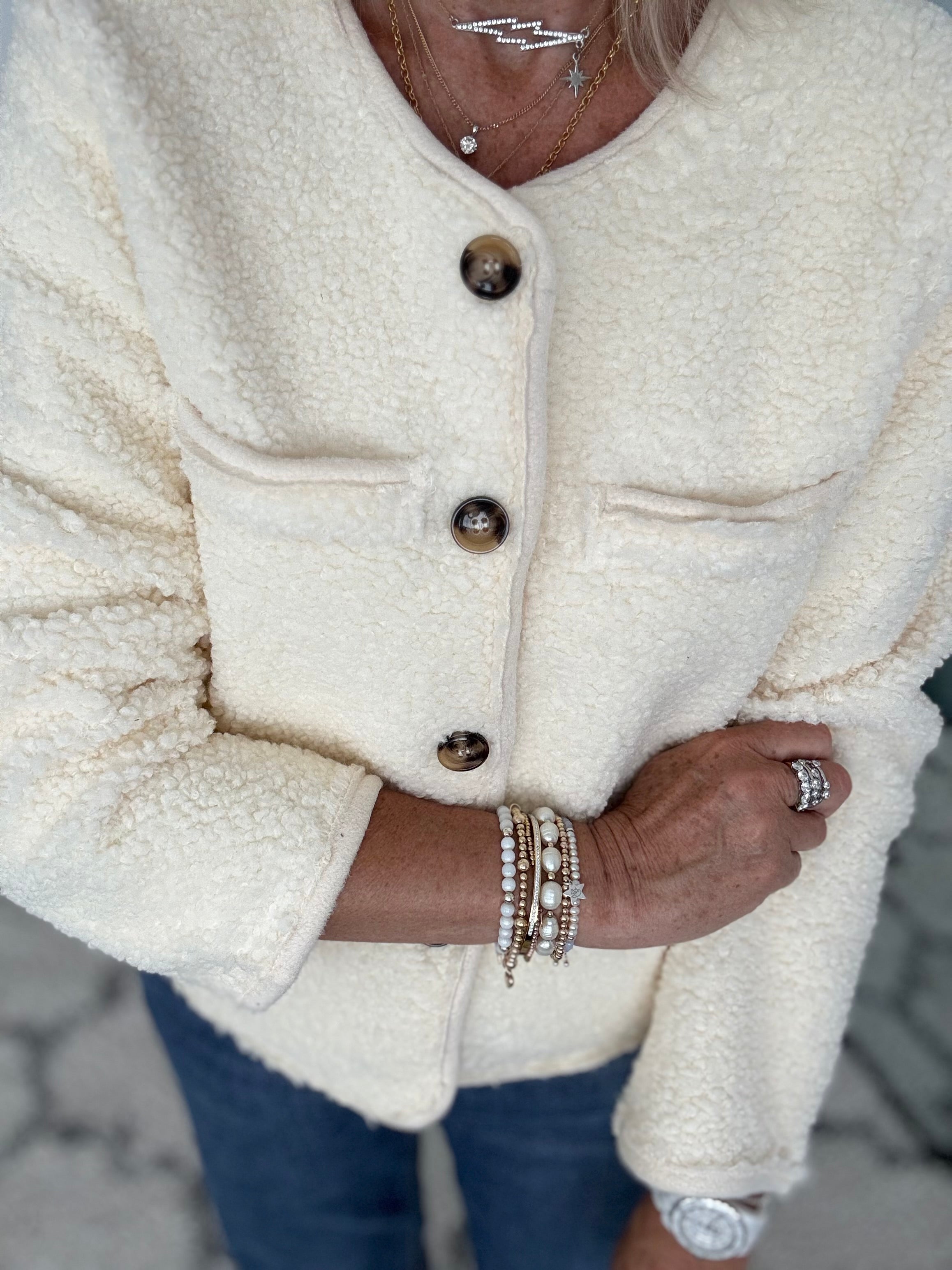 Soft Teddy Jacket in Vanilla