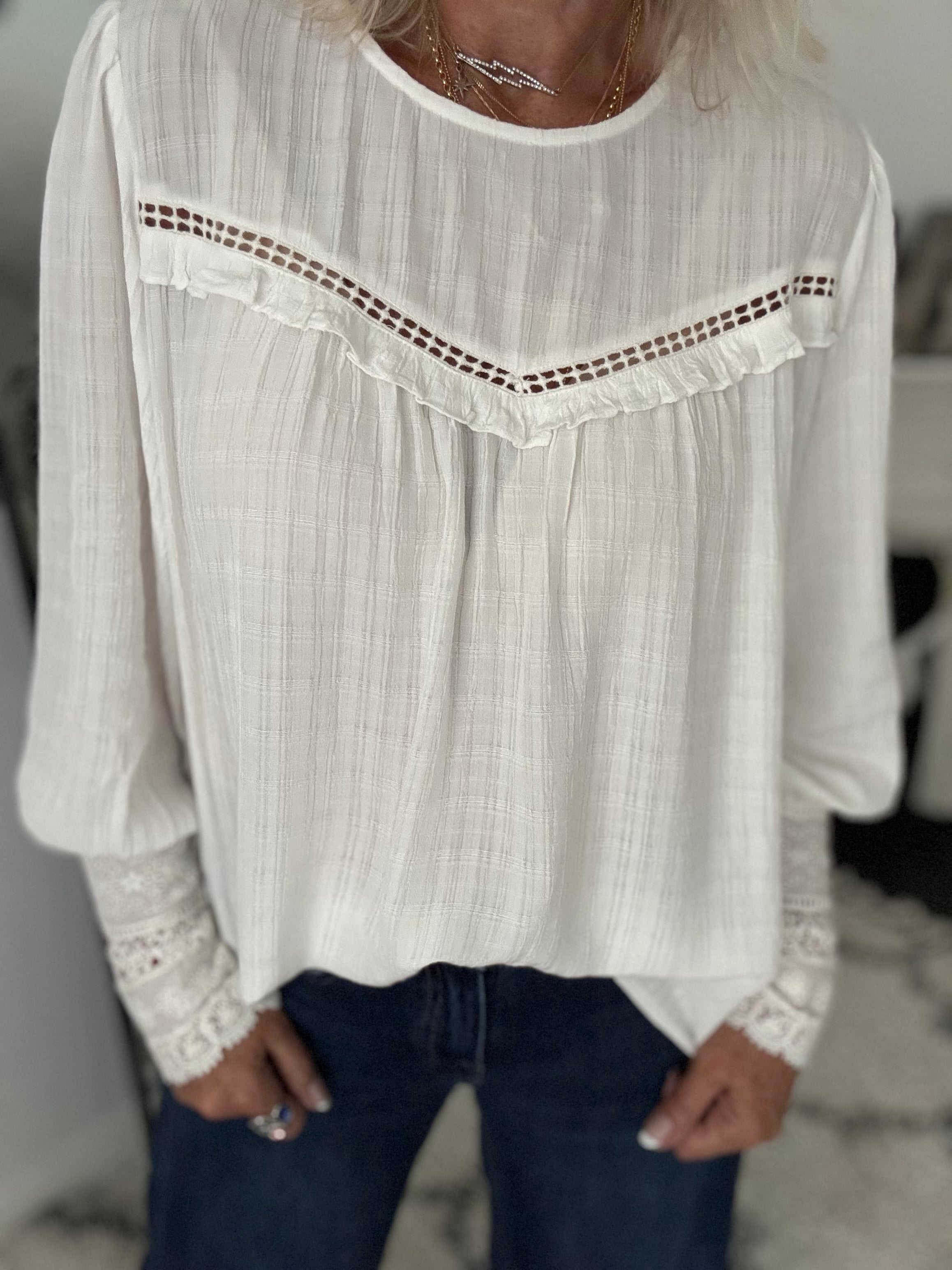 Luxe Blouse with Lace Cuffs