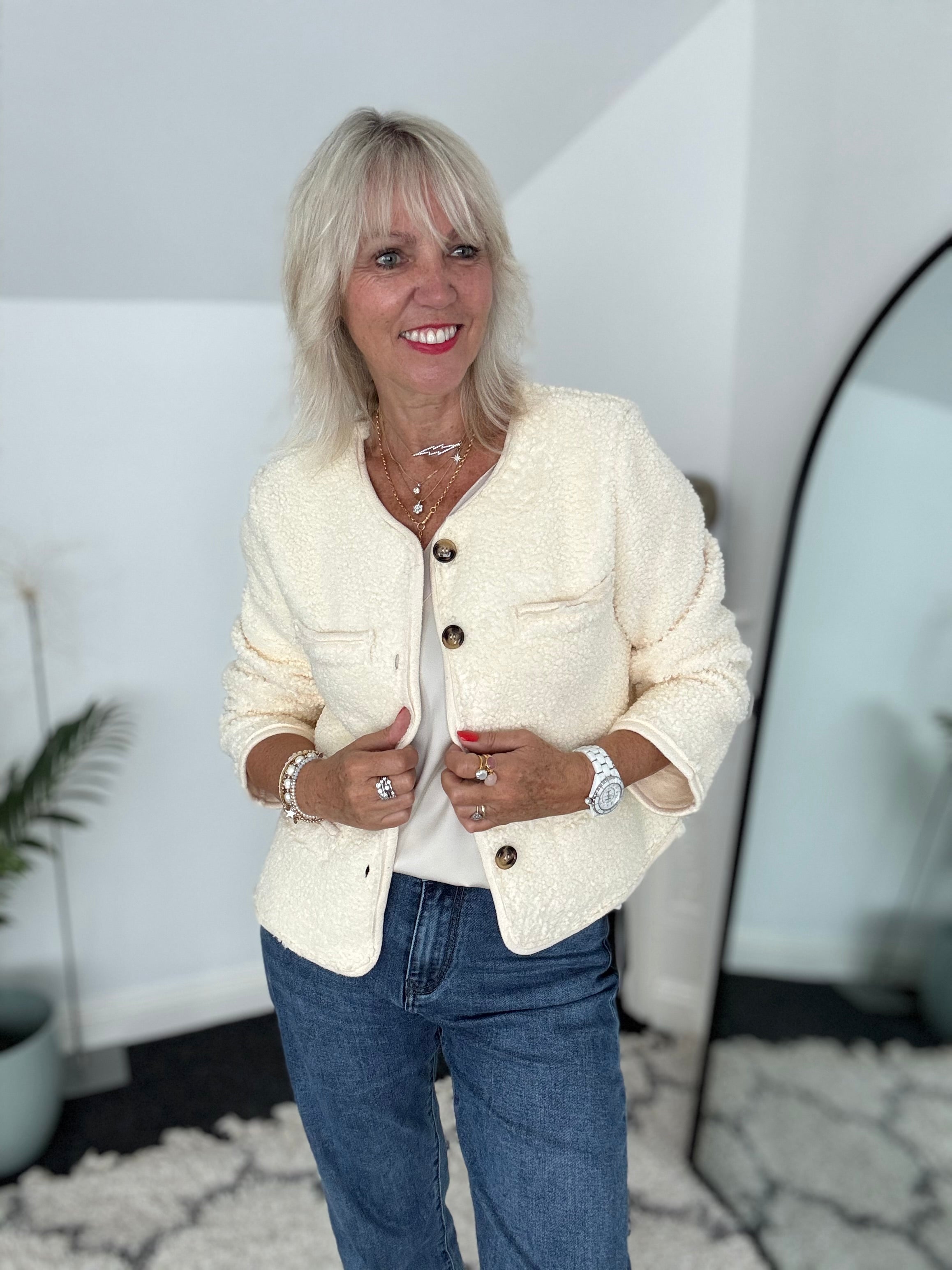 Soft Teddy Jacket in Vanilla