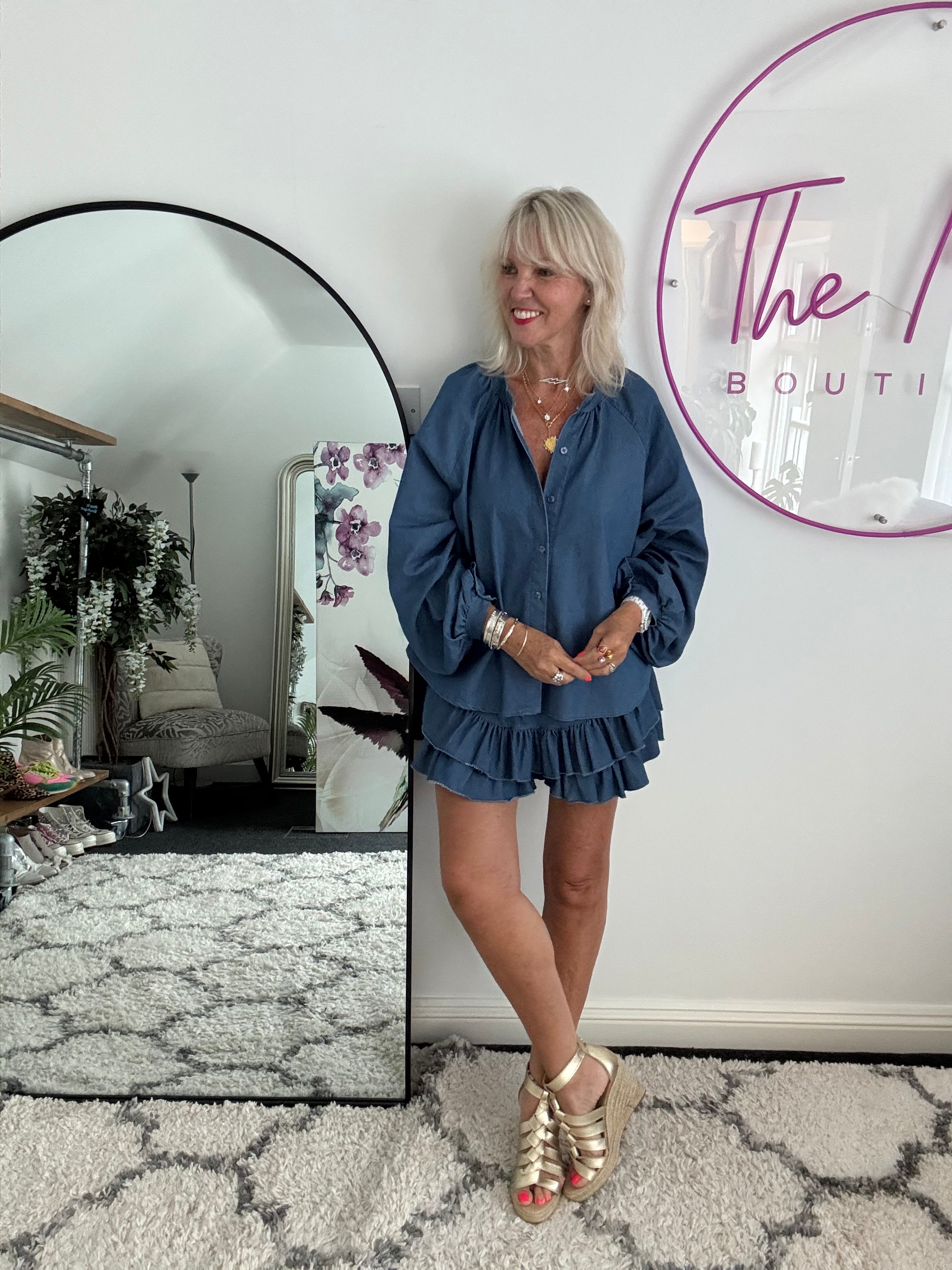 Relaxed Denim Shirt & Matching Rara