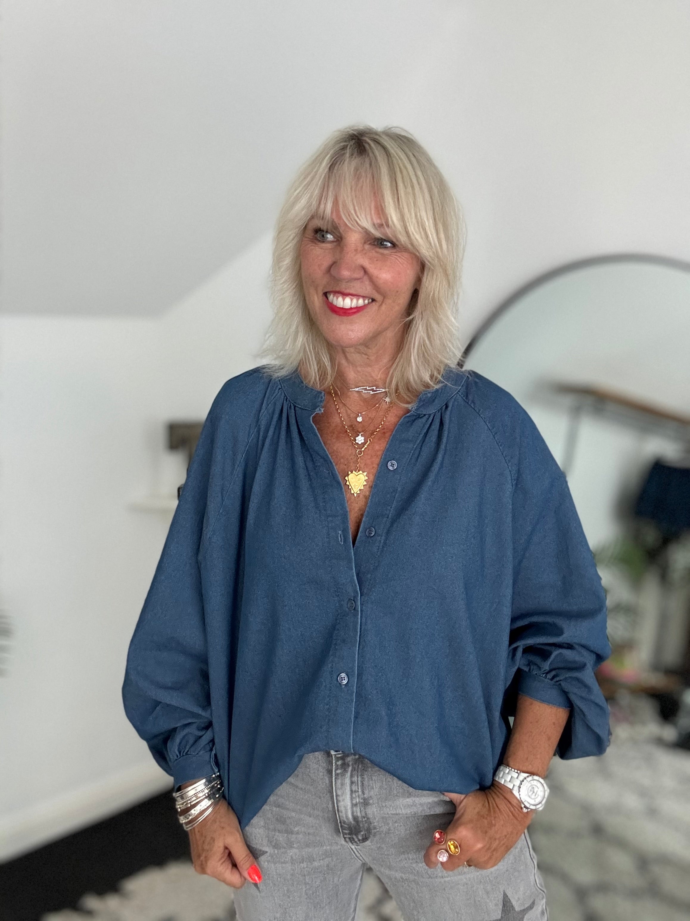 Relaxed Denim Shirt & Matching Rara