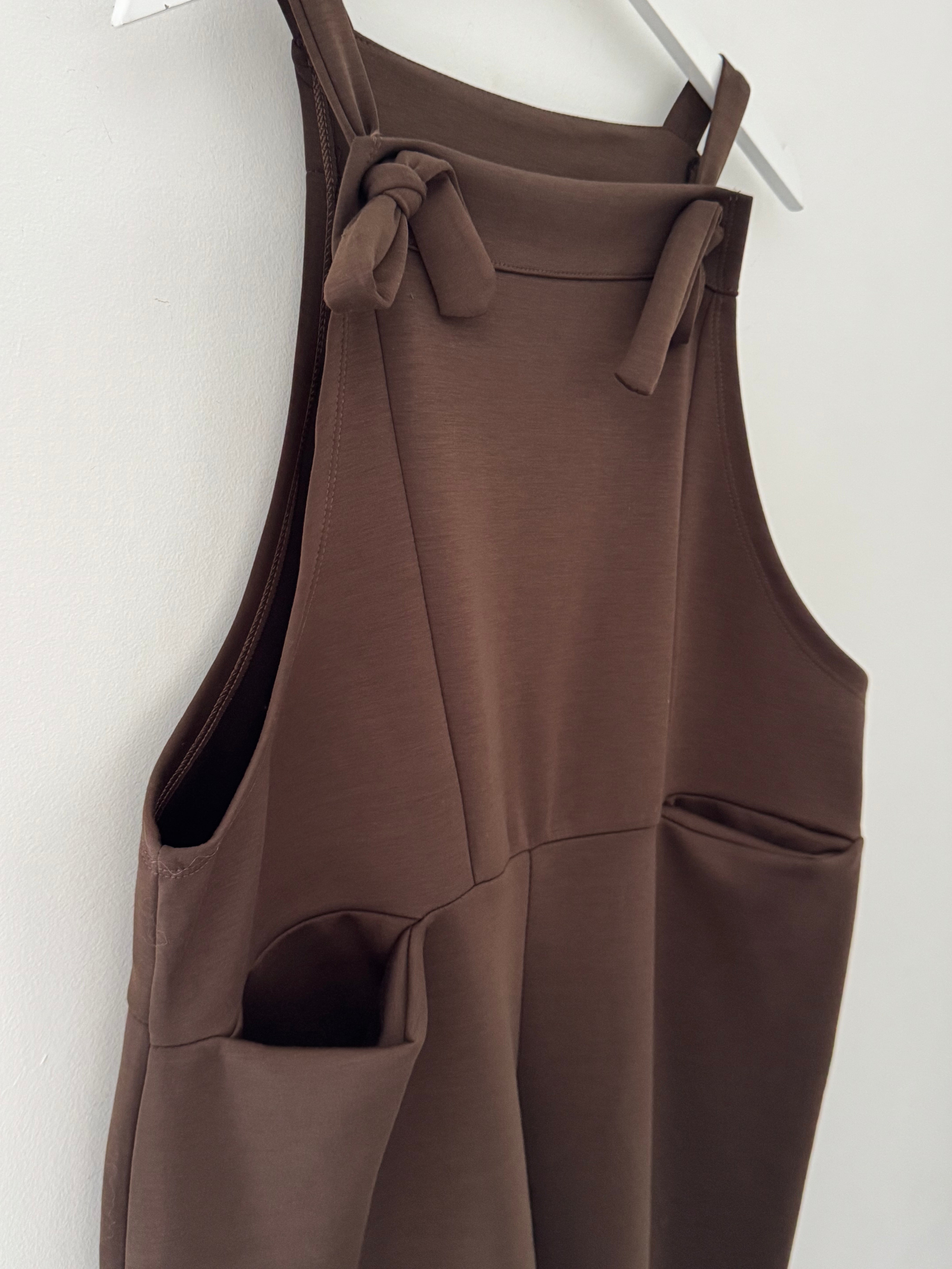 Stretch Dungarees in Chocolate