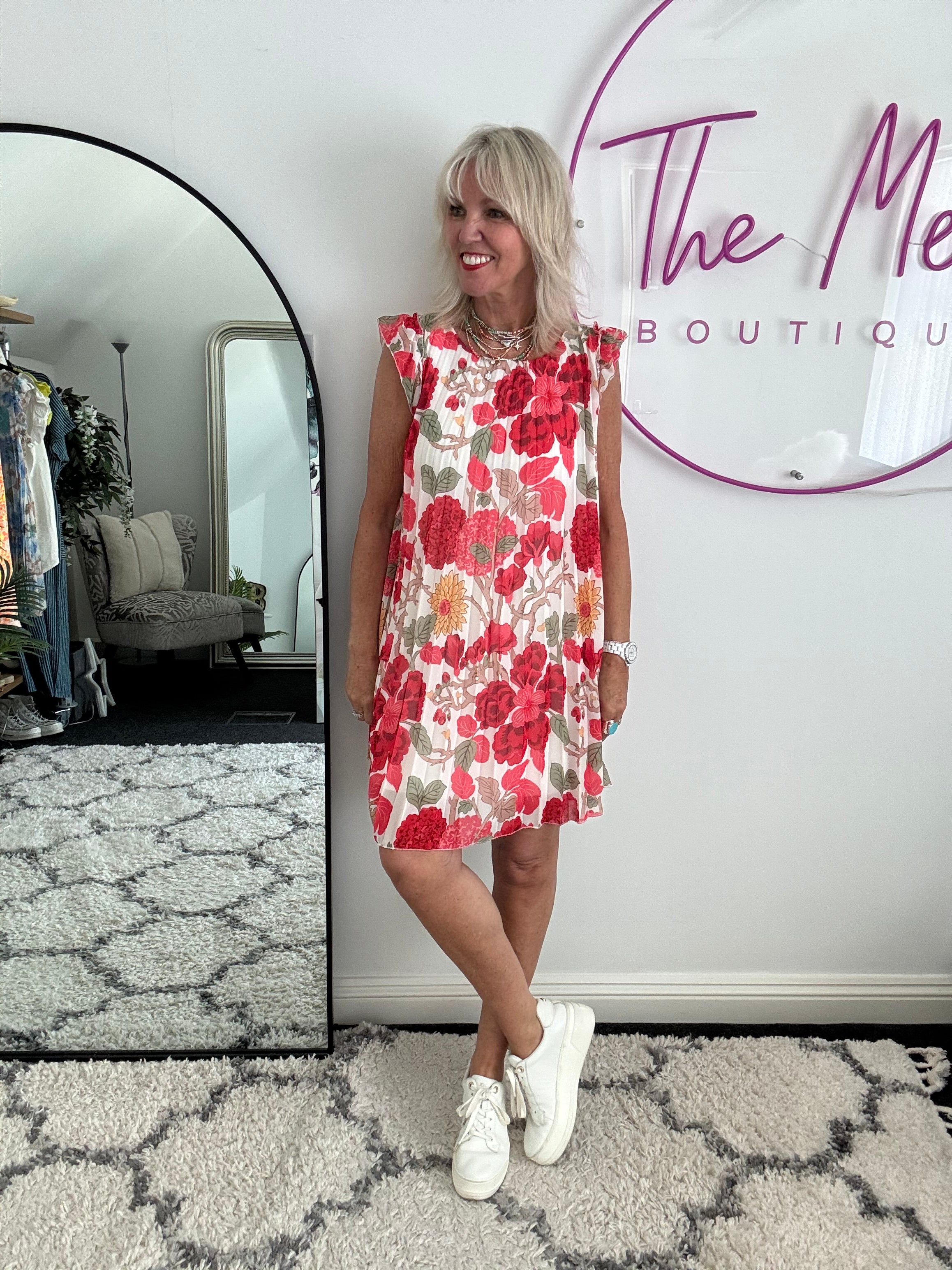 Easy Dress in Poppy & Sage