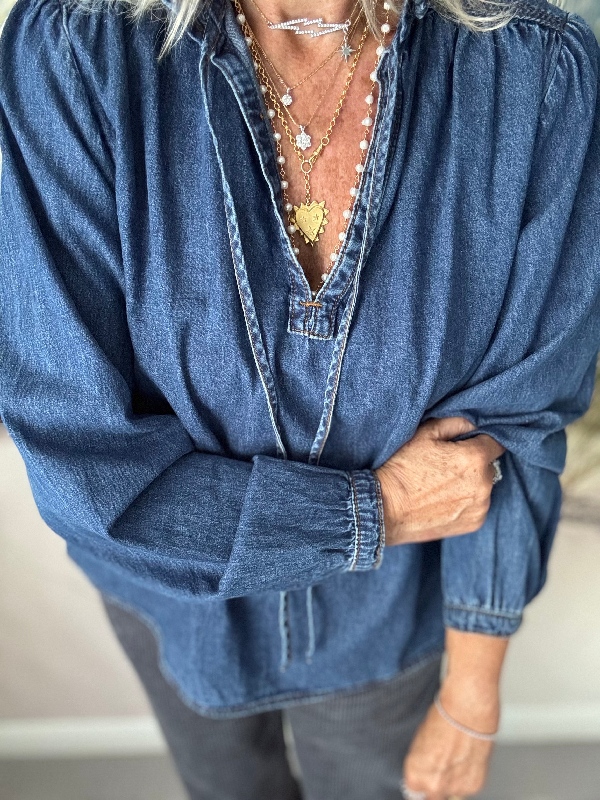 Luxe Denim Blouse