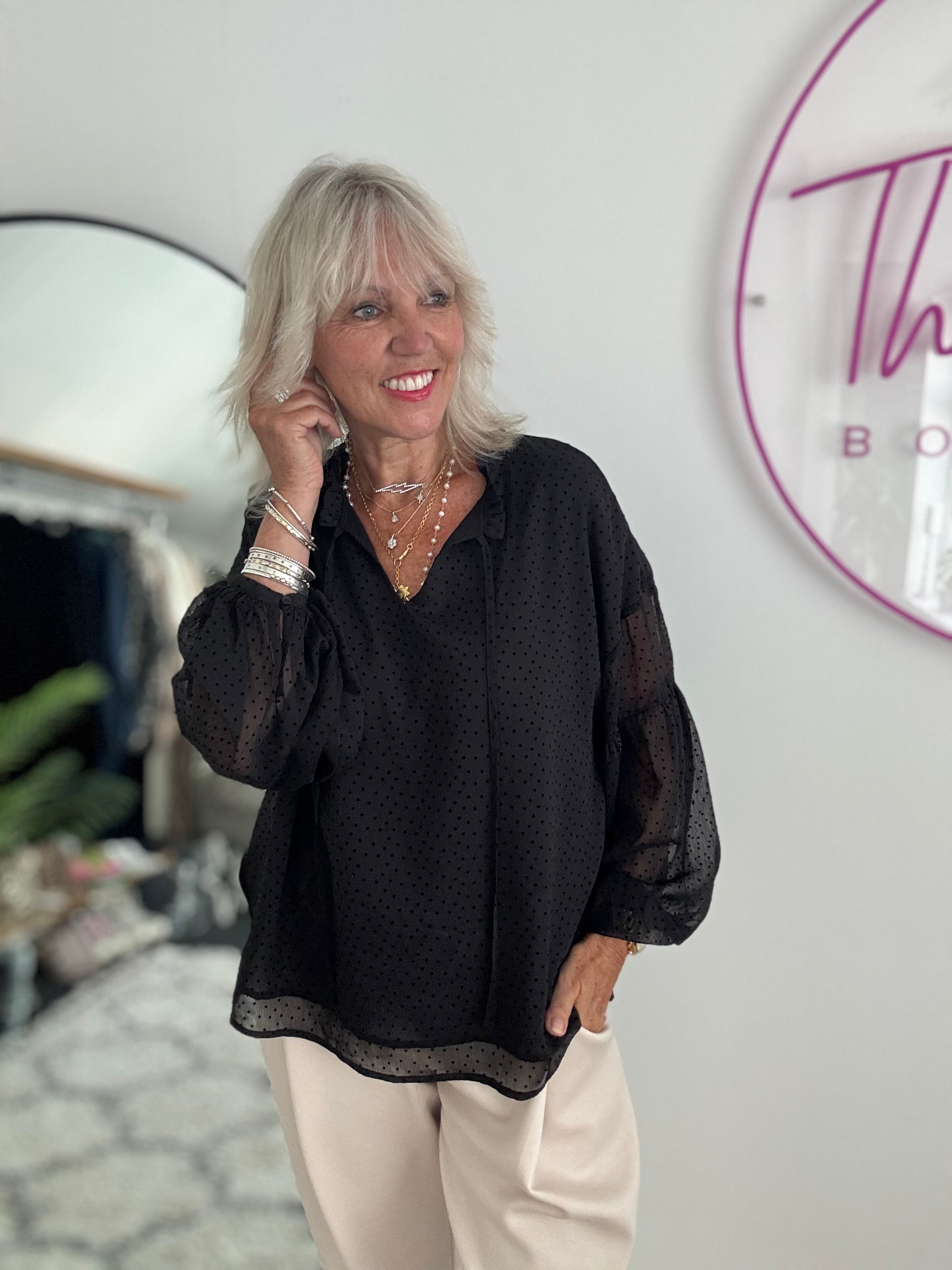 Polkadot Blouse in Black