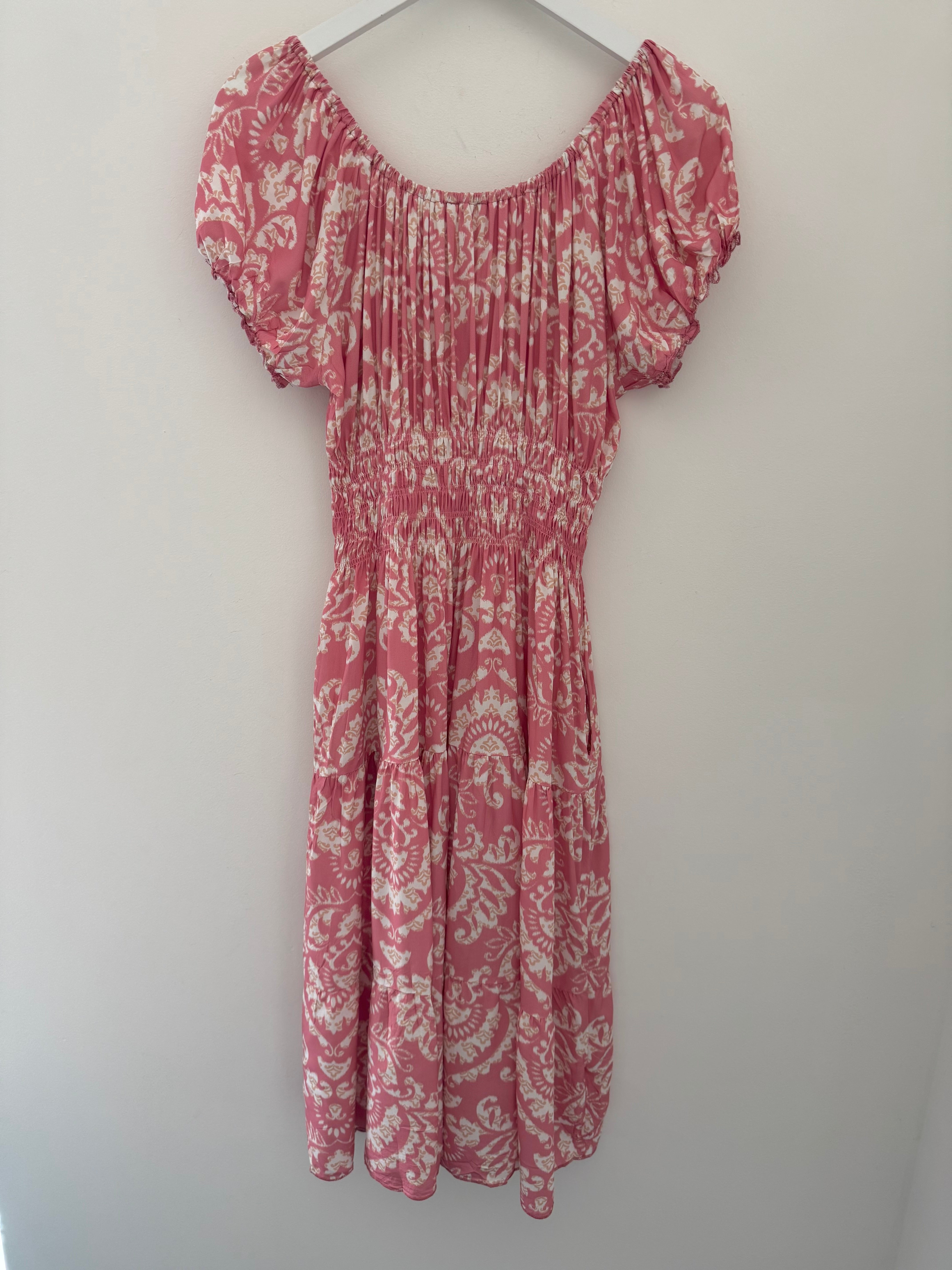 Bardot Dress in Blush Pink