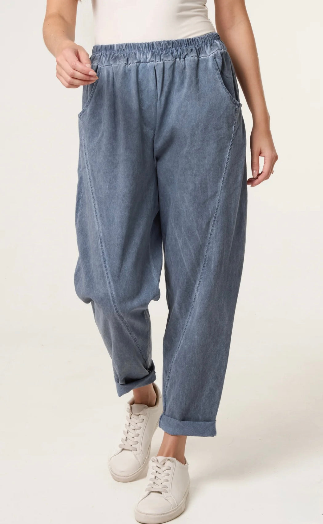 Engineered Boyfriend Joggers in Denim Blue