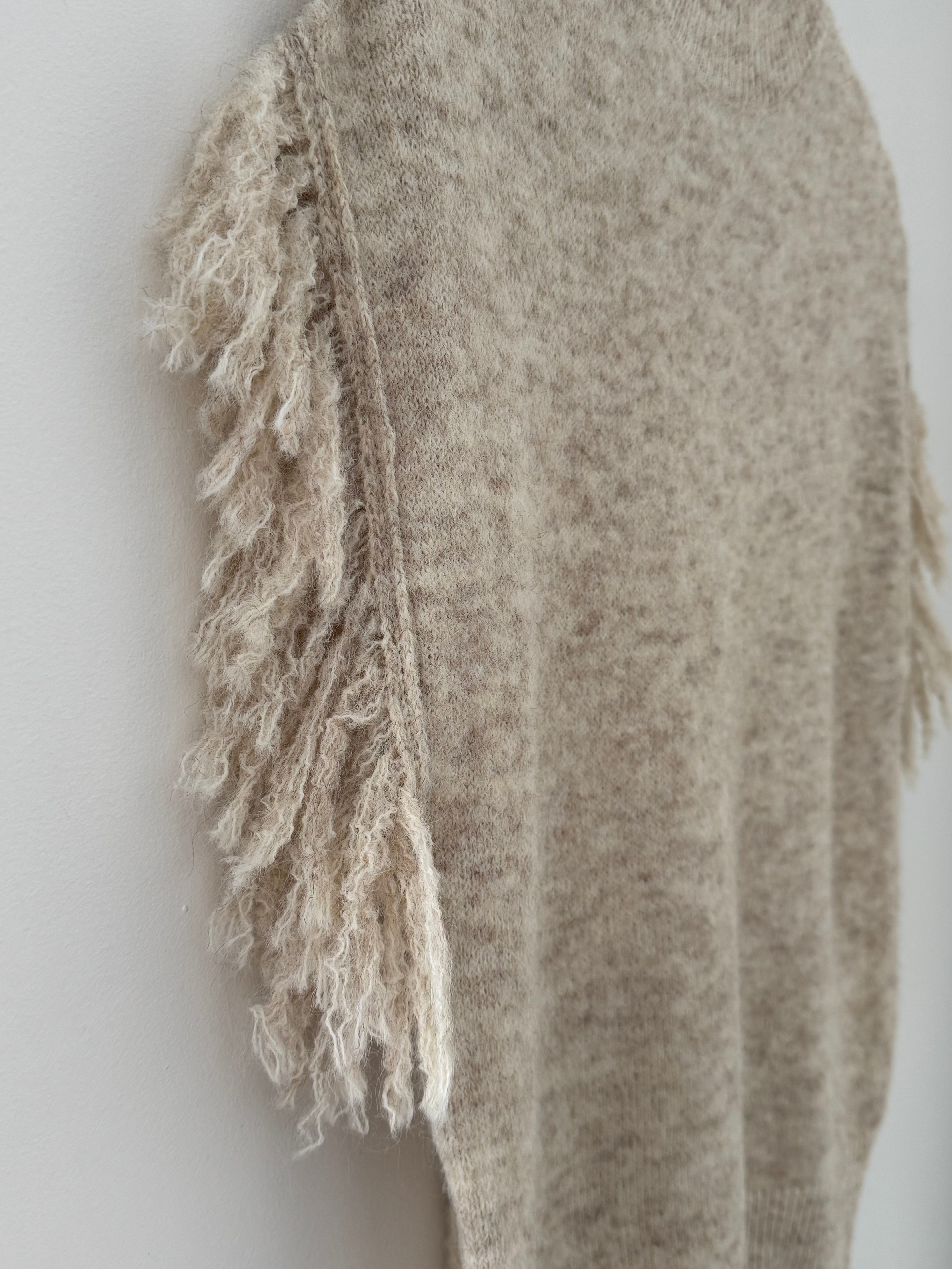Stone Marl Knit with Fringe Detailing