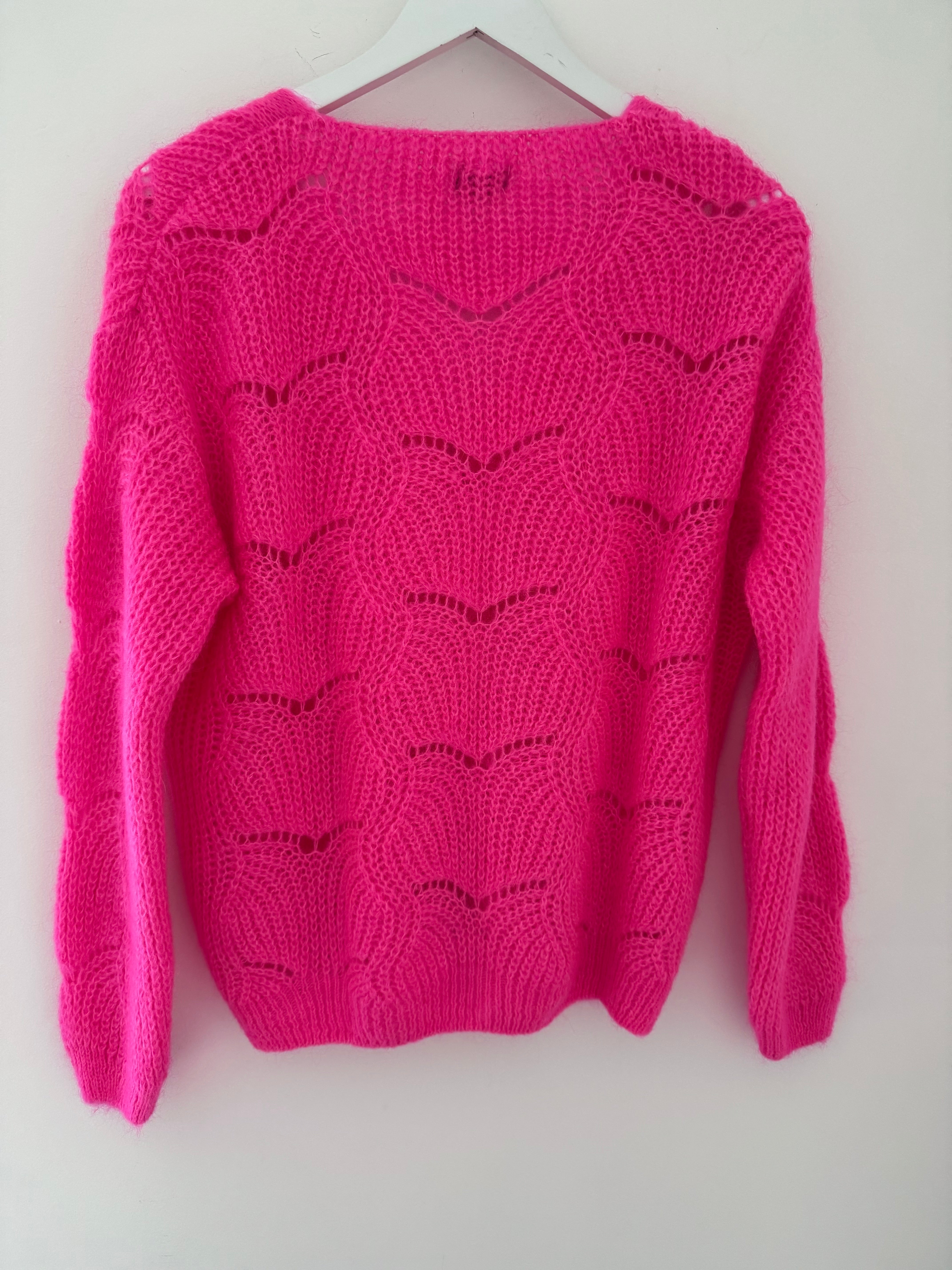 Lace Mohair Cardi in Neon Pink