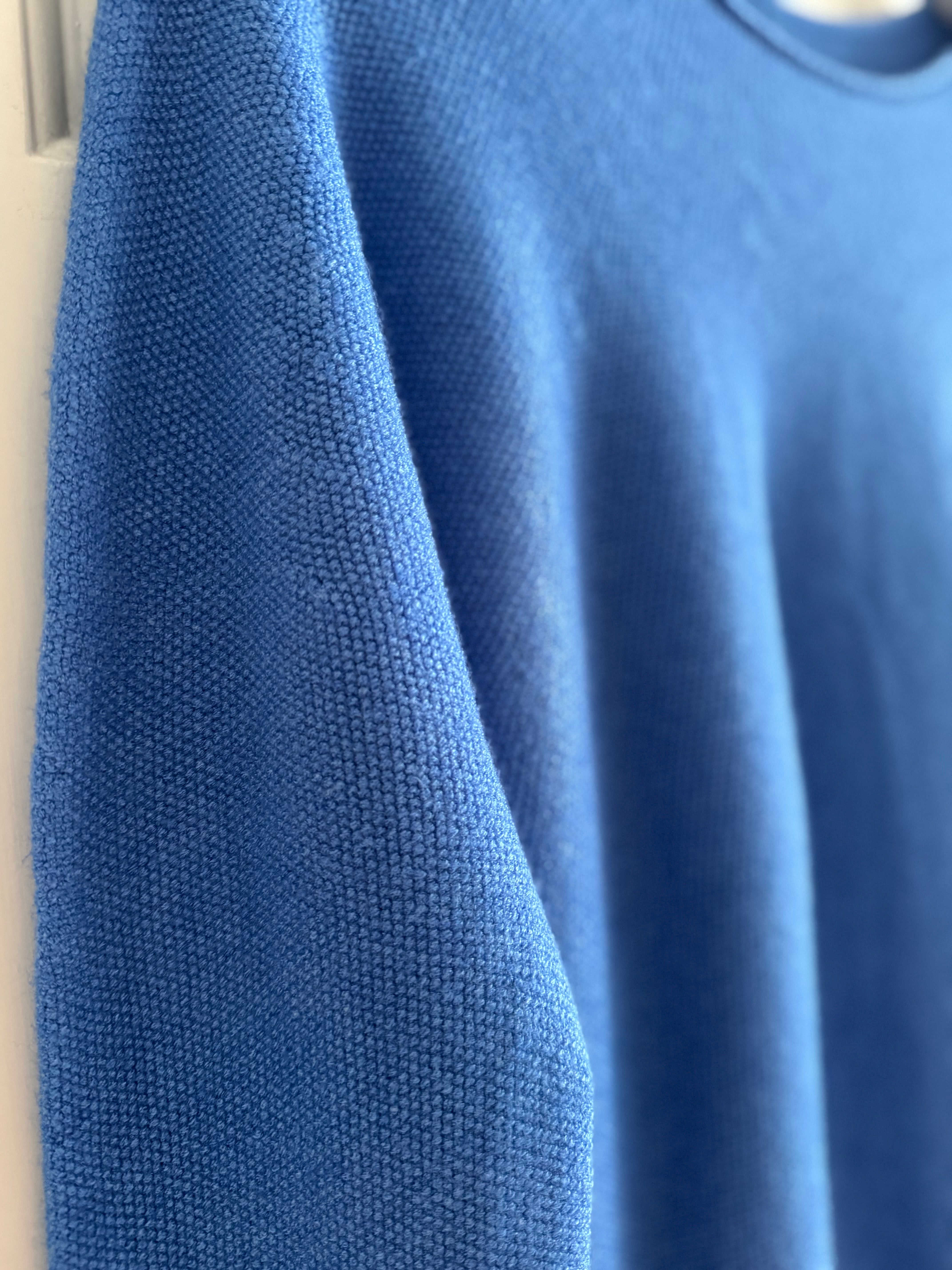 Moss Stitch Jumper with Ladder Back in Sky Blue