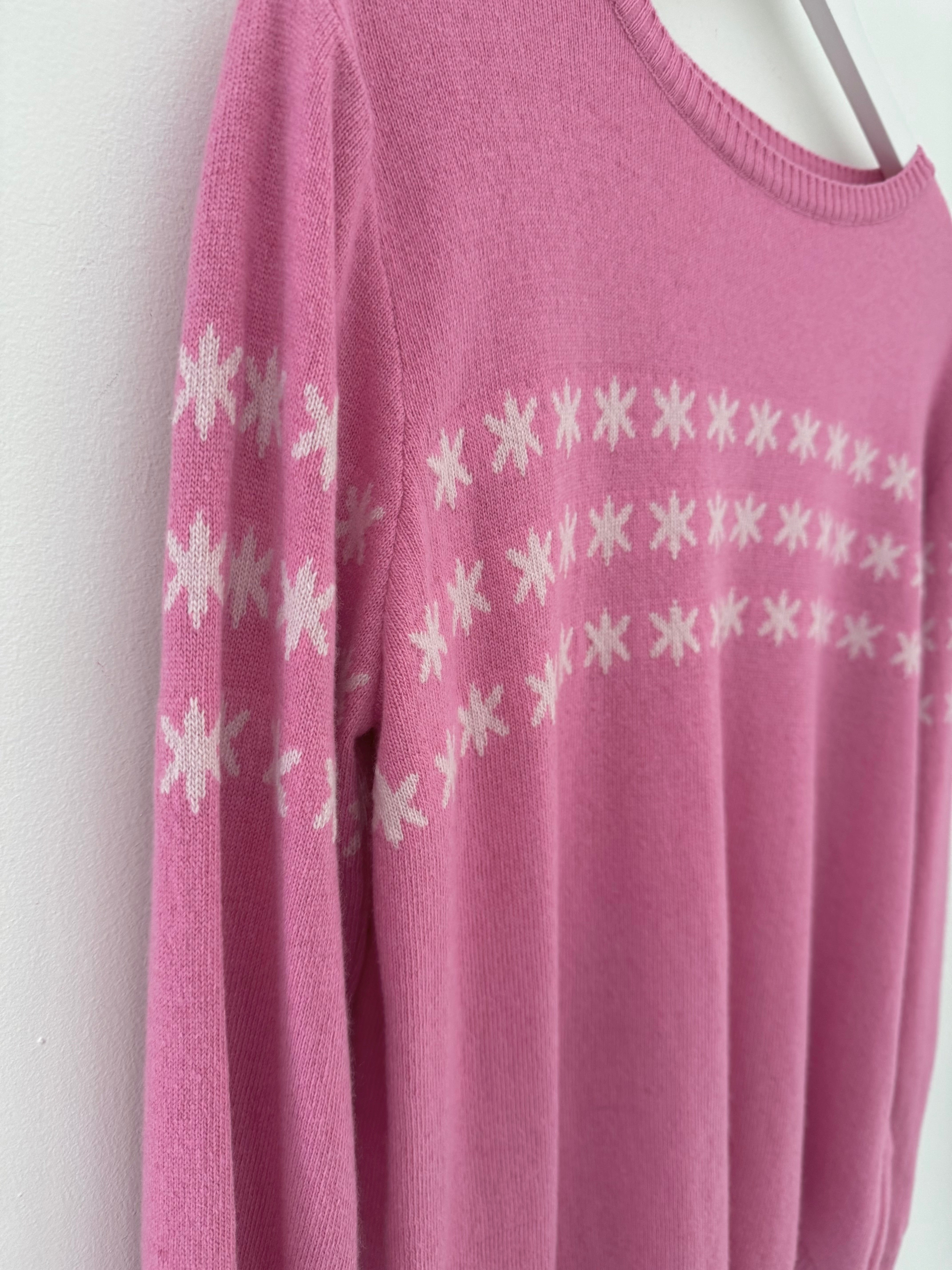 Multi Star Cashmere Jumper in Pink & Ivory