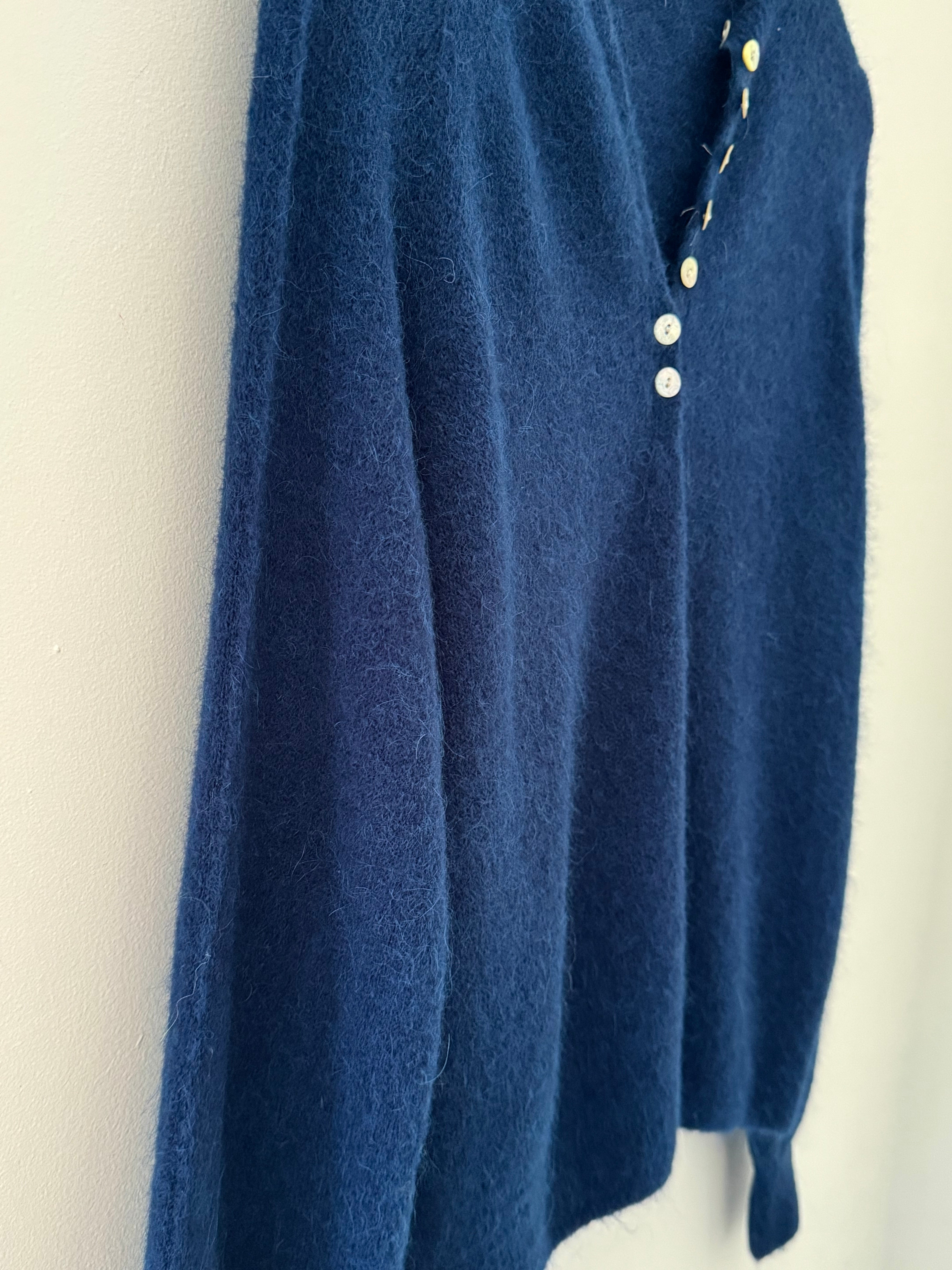 Softie Jumper with Button Neck in Navy
