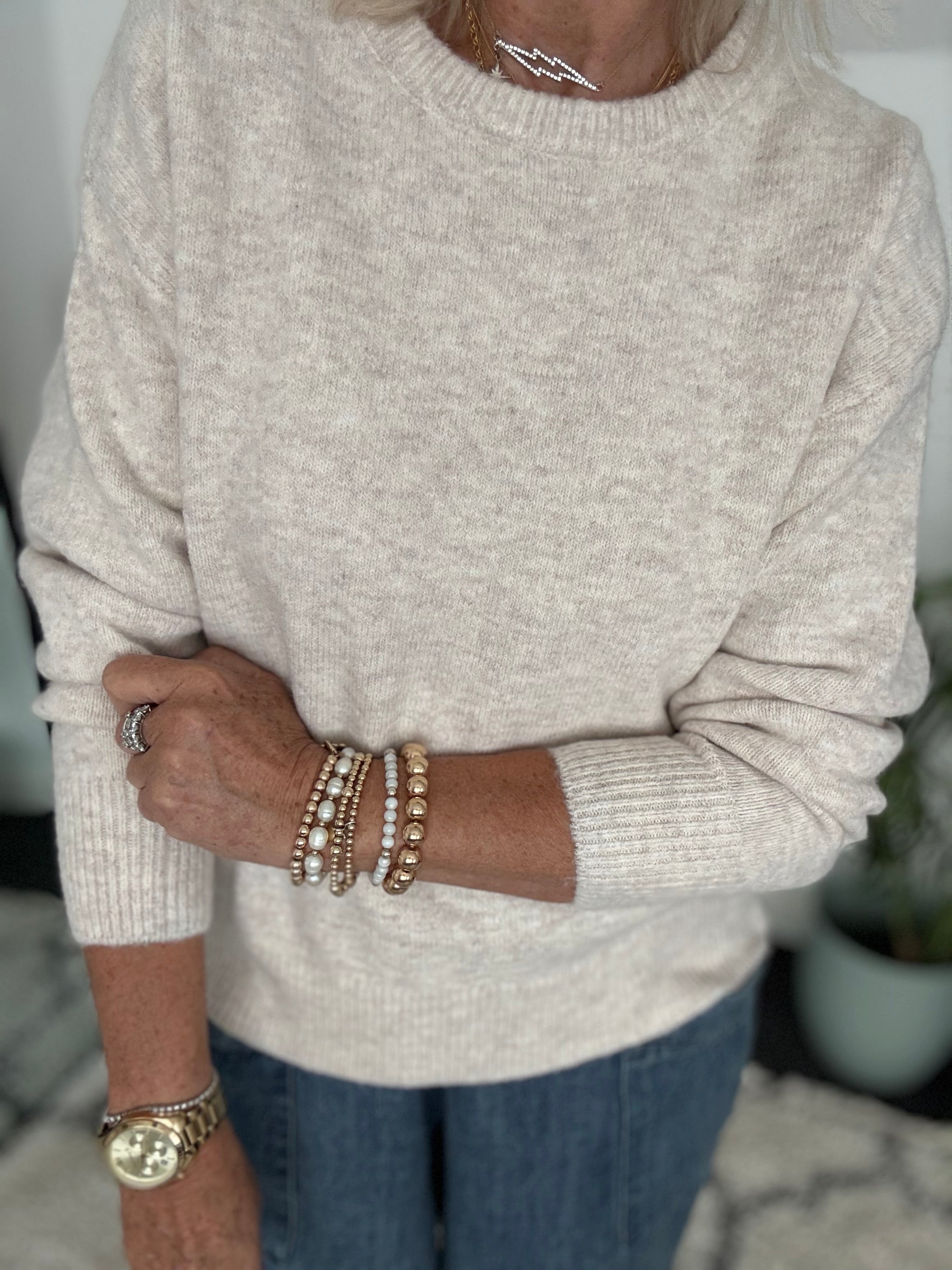 Soft & Cosy Round Neck Jumper in Stone