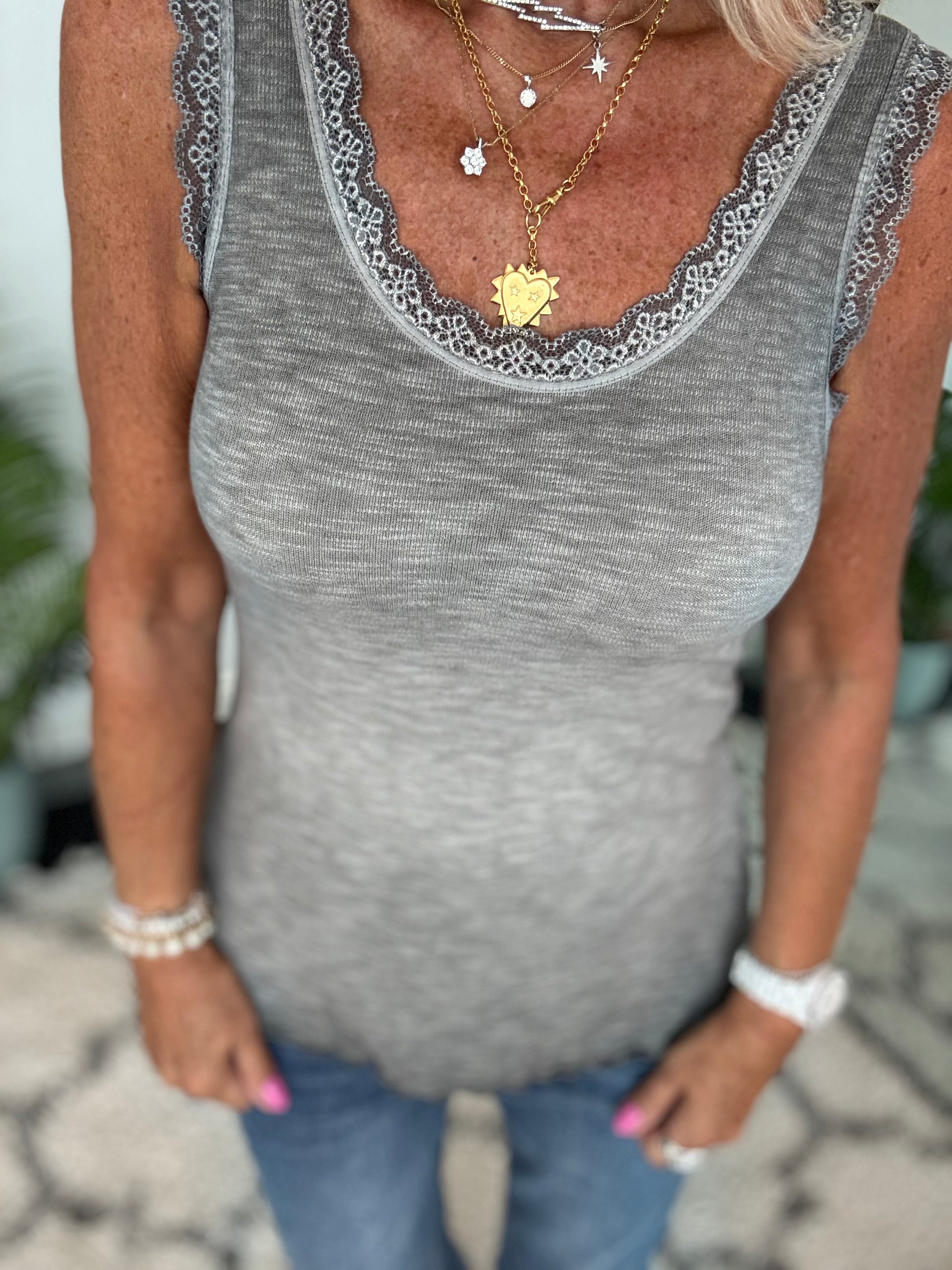 Luxe Ribbed Vest in Grey