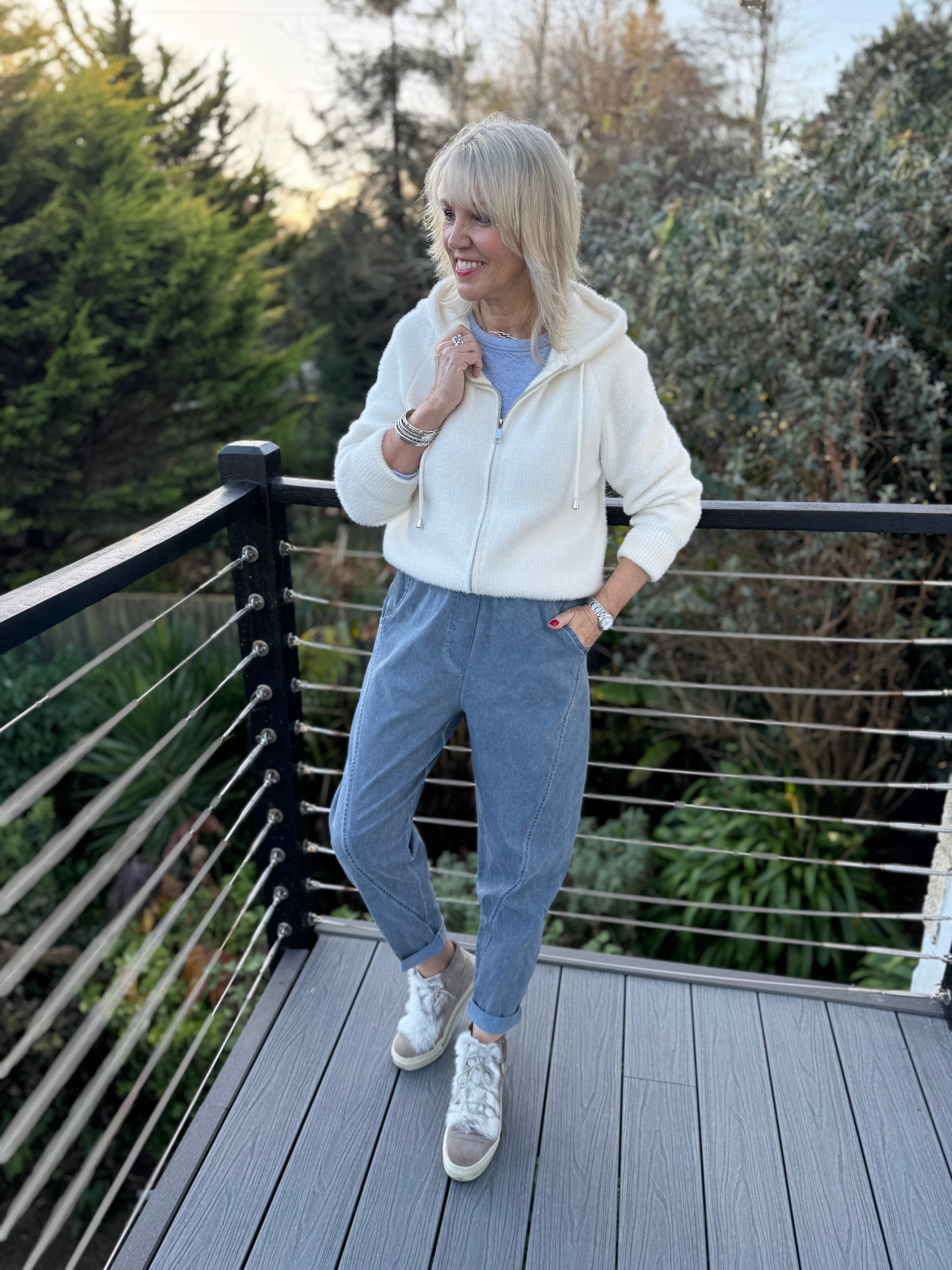 Engineered Boyfriend Joggers in Denim Blue