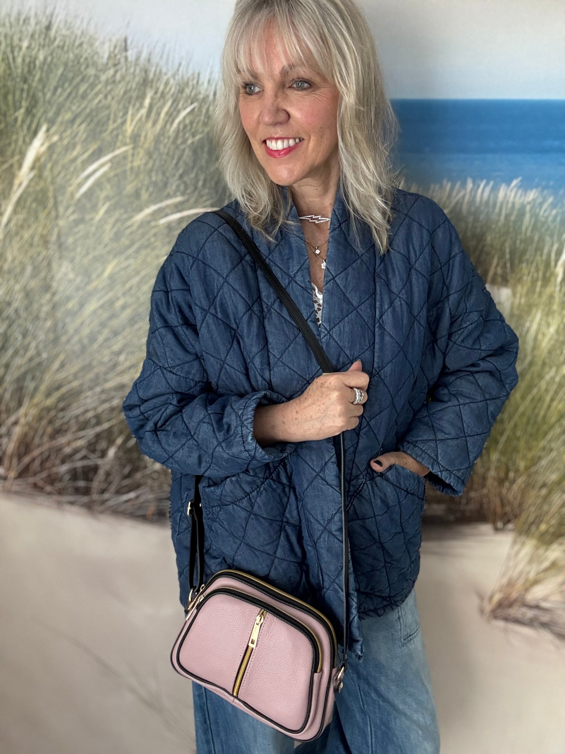 Leather Crossbody Bag in Soft Pink